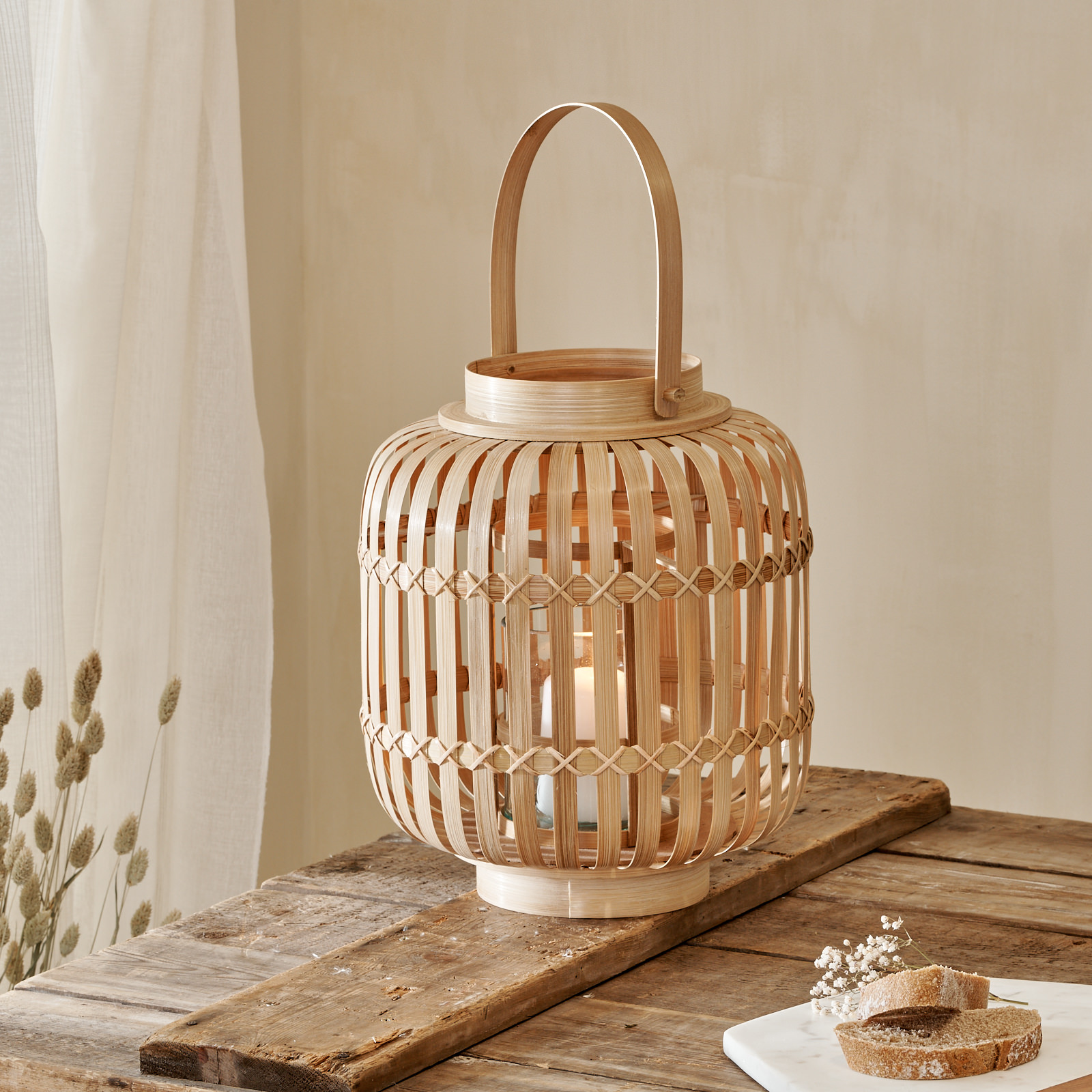 Natural Bamboo Hurricane Lantern, Bamboo lantern, Handmade Bamboo Lamp, Eco-Friendly Home Decor, Wholesale. 1
