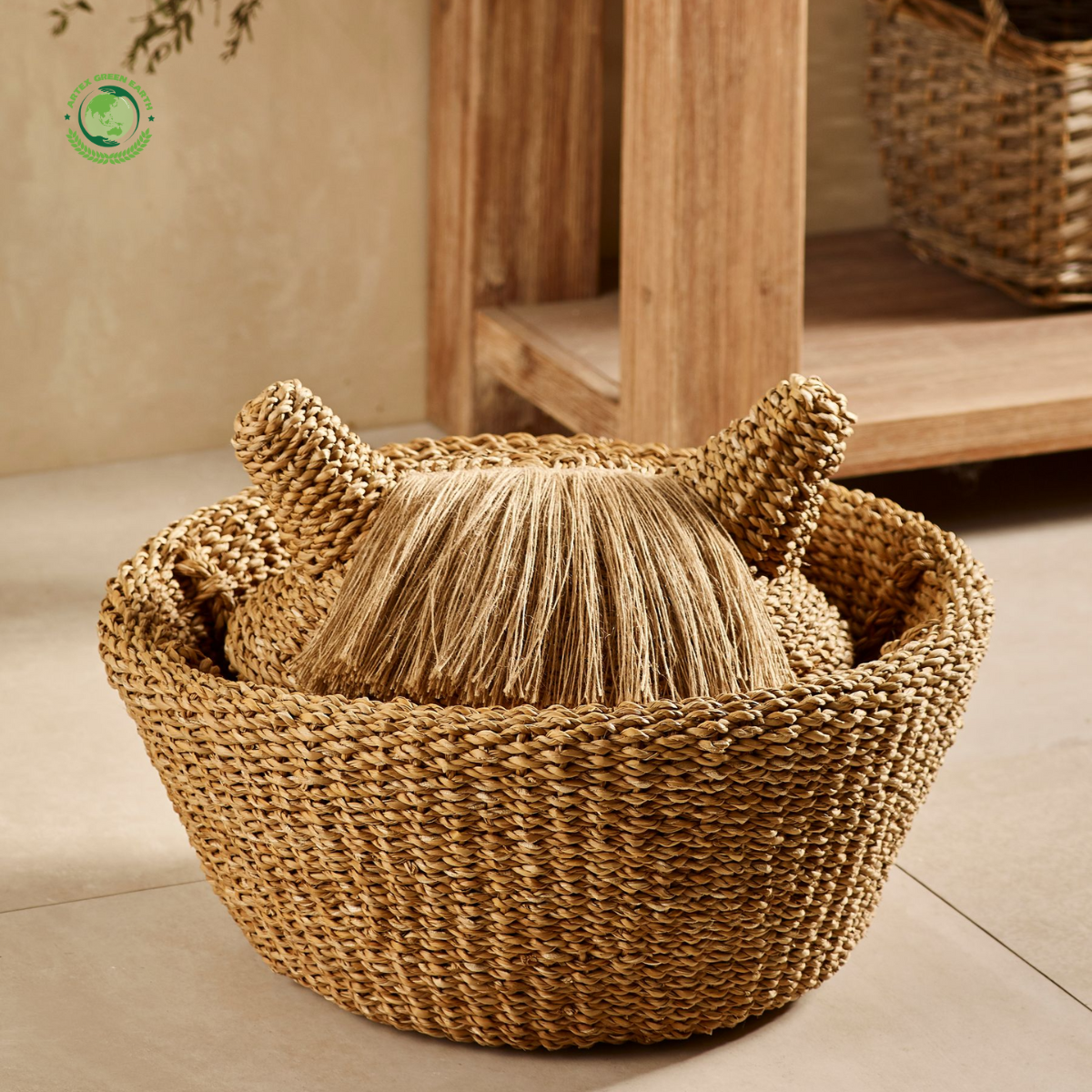 Natural Seagrass Laundry Basket Home accessories Natural materials that are safe for health and aesthetically pleasing wholesale 4