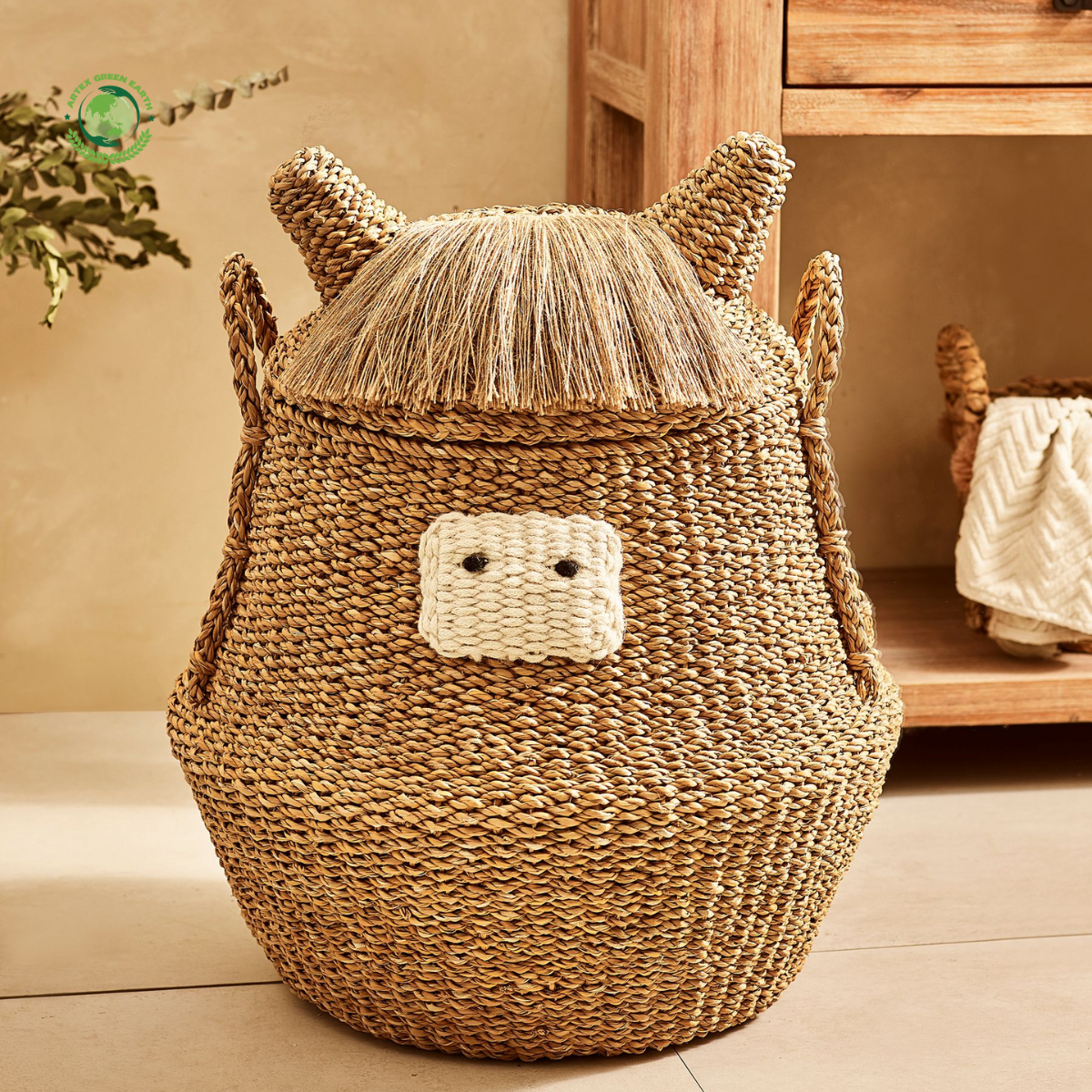 Natural Seagrass Laundry Basket Home accessories Natural materials that are safe for health and aesthetically pleasing wholesale 3