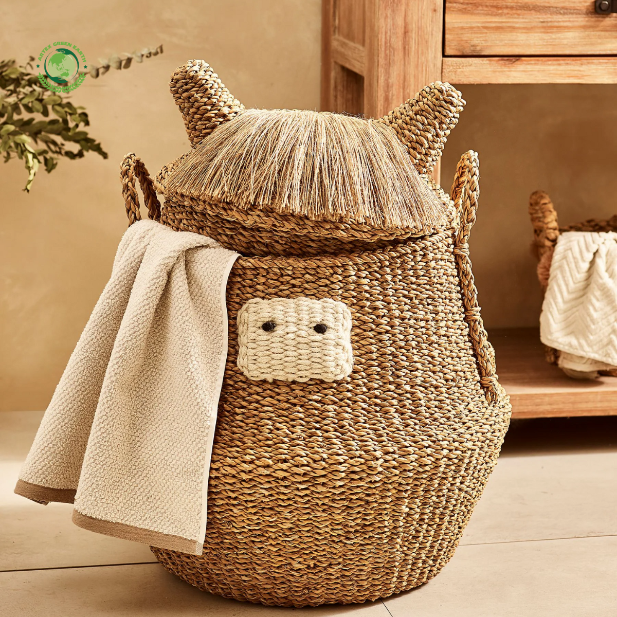 Natural Seagrass Laundry Basket Home accessories Natural materials that are safe for health and aesthetically pleasing wholesale 5