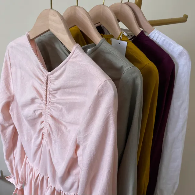 Competitive Price Casual New Sexy Puff Sleeve Long A-line Dresses  Cotton Linen Dresses Women Elegant OEM ODM  Made In Vietnam Manufacturer 2