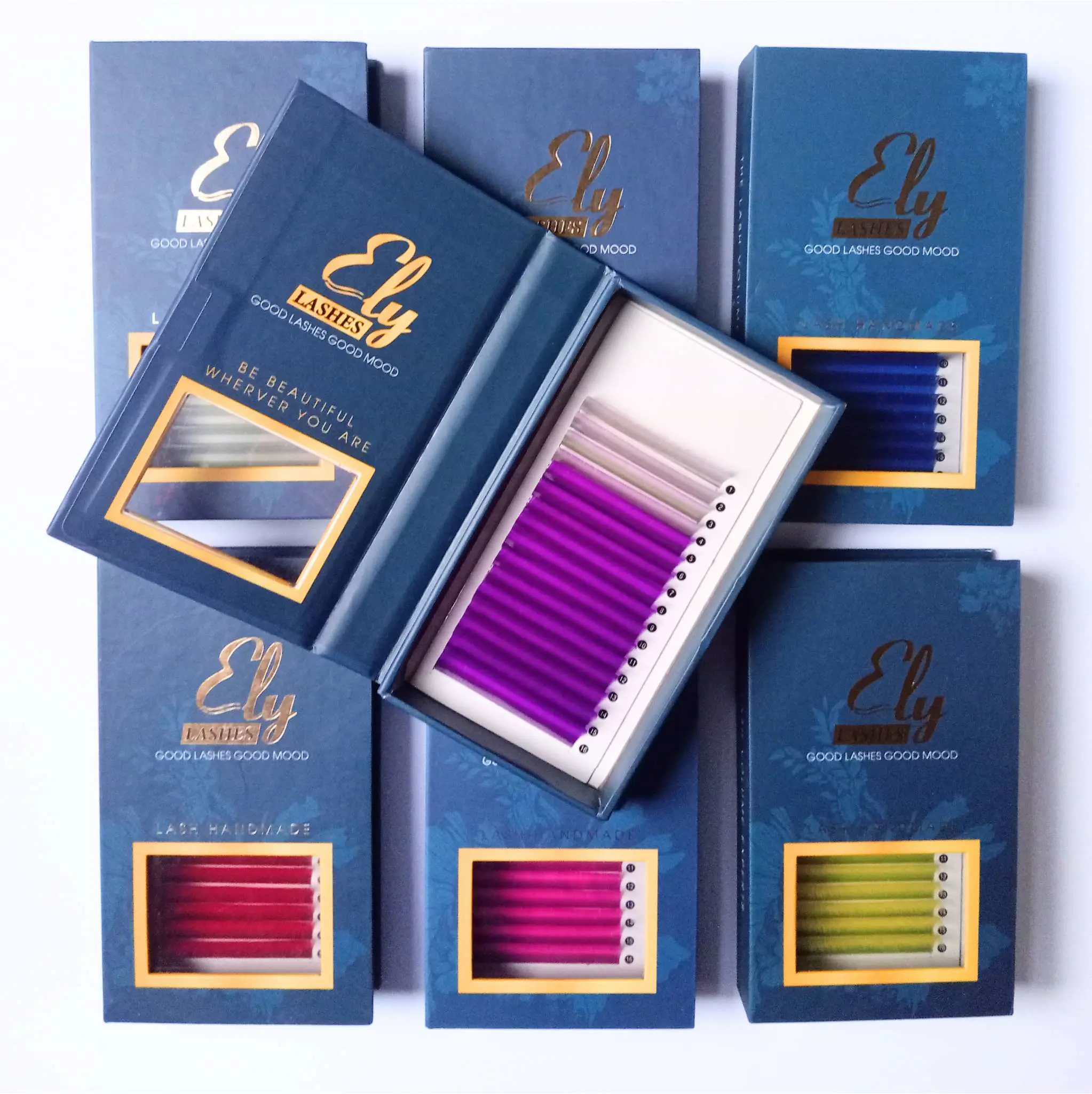 New Trendy Colored Lash Extension Trays Cashmere Branding Customization Classic Lash Extensions Trays 0.07 Mix C D Eyelashes 2