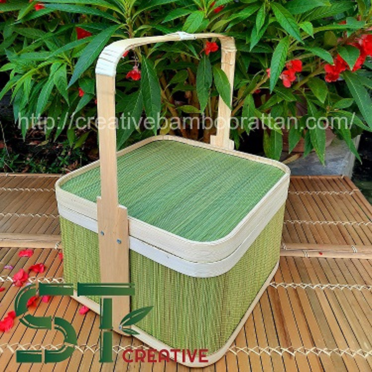 Picnic Basket Bamboo Products Decor Handicraft Hand Woven From Vietnam Bamboo Storage Basket With Lid Eco - Friendly 5
