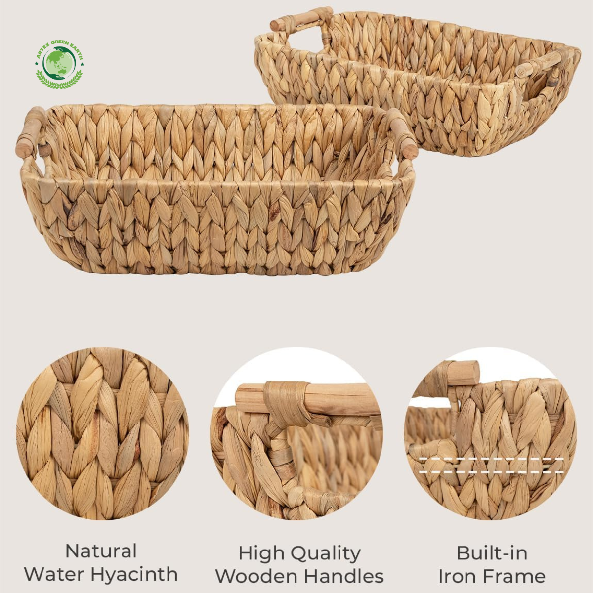 Rattan basket with handle, Storage basket, home organization accessory highly aesthetic, wholesale available. 2