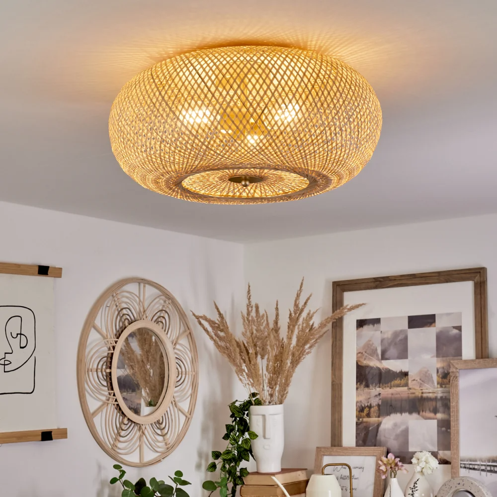 Rattan Ceiling Light, Lamps made from handmade materials, home decoration accessories, wholesale. 5