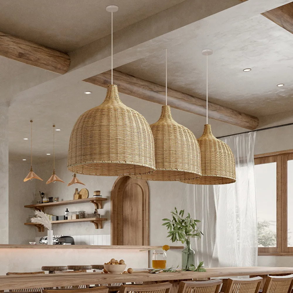 Rattan lampshades, Lamps made from handmade materials, home decoration accessories, wholesale. 4