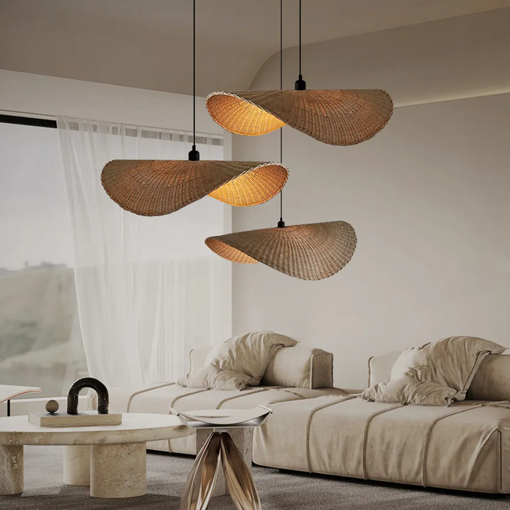 Rattan lampshades, Lamps made from handmade materials, home decoration accessories, wholesale. 3