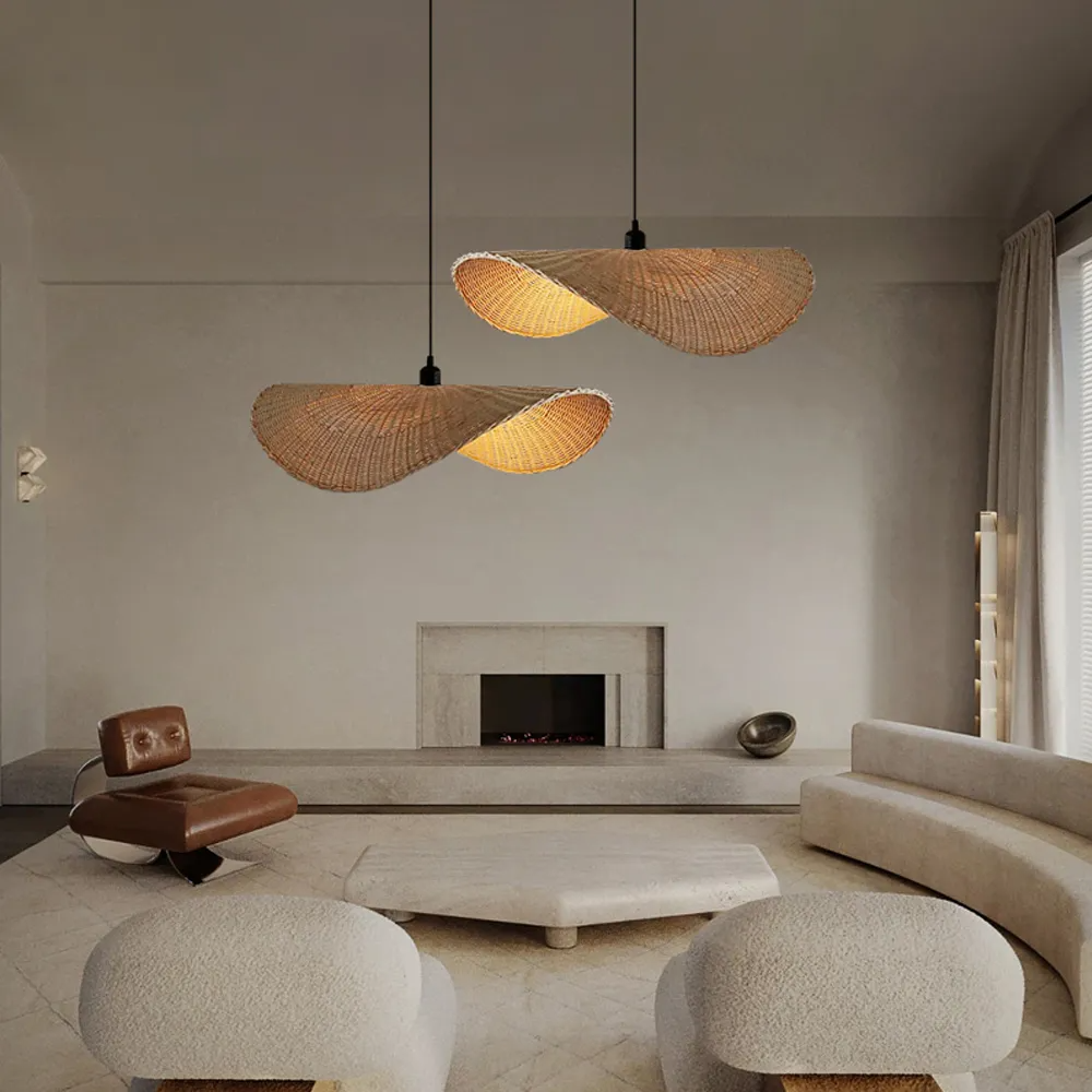 Rattan lampshades, Lamps made from handmade materials, home decoration accessories, wholesale. 2
