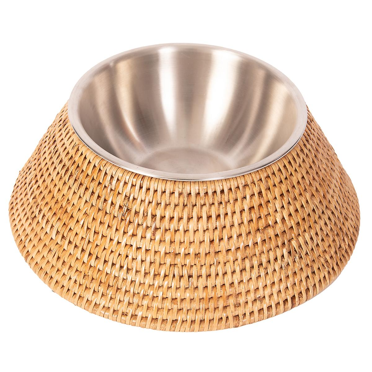Rattan pet food bowl, Pet accessories made from natural materials and stylish home decoration, Wholesale. 1