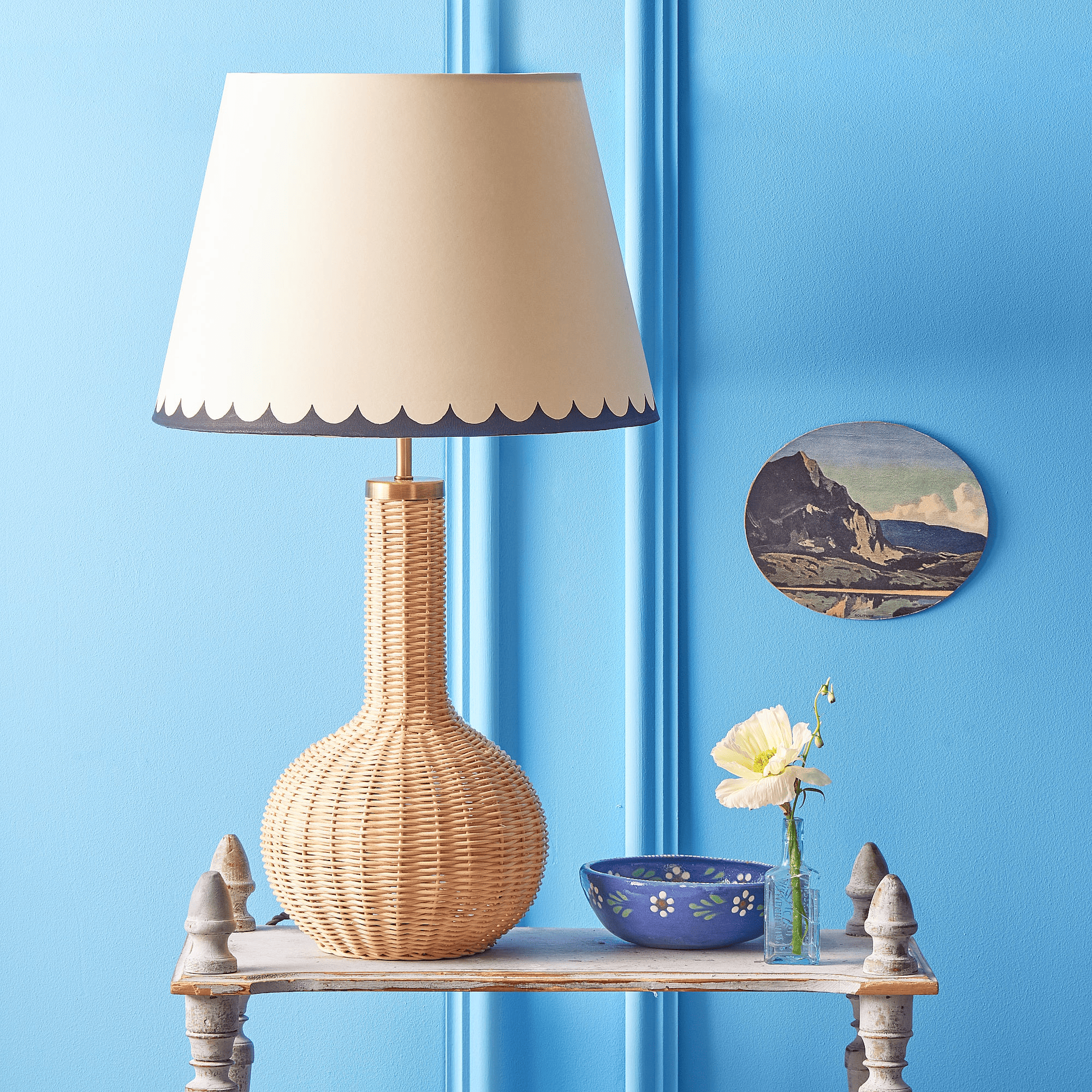 Rattan table lamp with silk drum shade, Lamps made from handmade materials, home decoration accessories, wholesale. 6