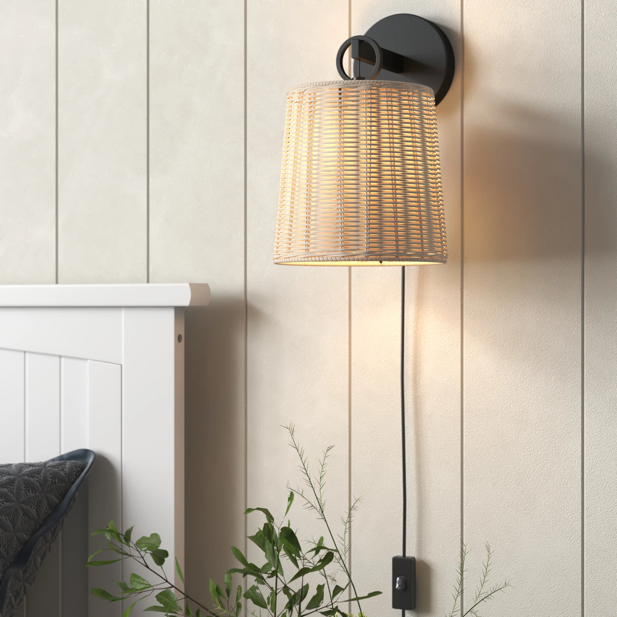 Rattan wall lamp, bamboo handmade, Lamps made from handmade materials, home decoration accessories, wholesale. 2