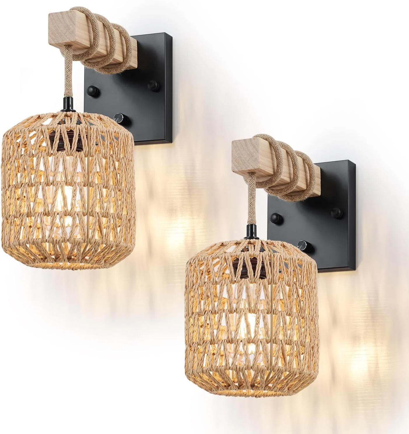 Rattan wall lamp with hanging wire, bamboo handmade, Lamps made from handmade materials, home decoration accessories, wholesale. 1