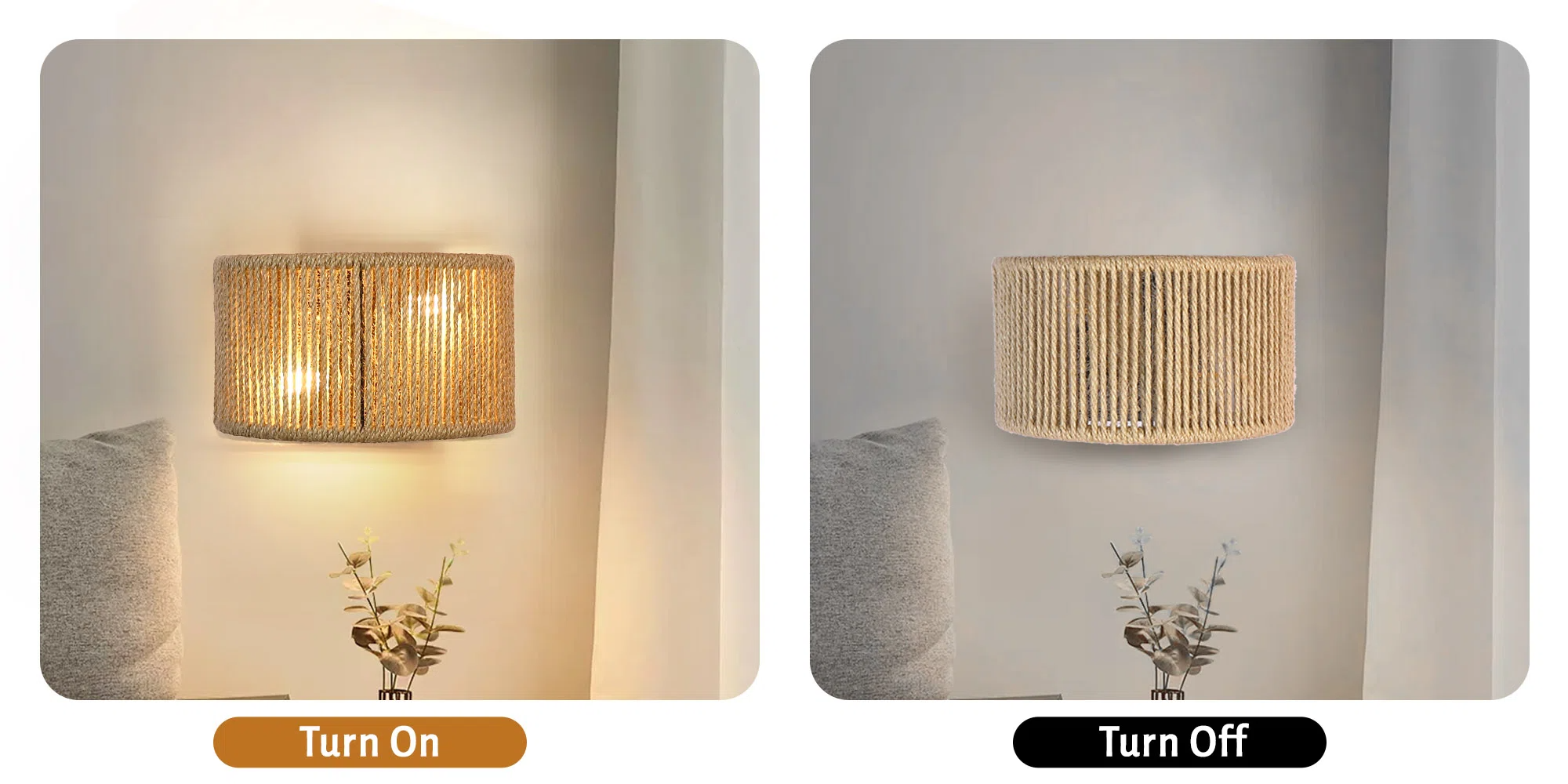Rattan Wall Sconces Rustic Wall Lights, Lamps made from handmade materials, home decoration accessories, wholesale. 3