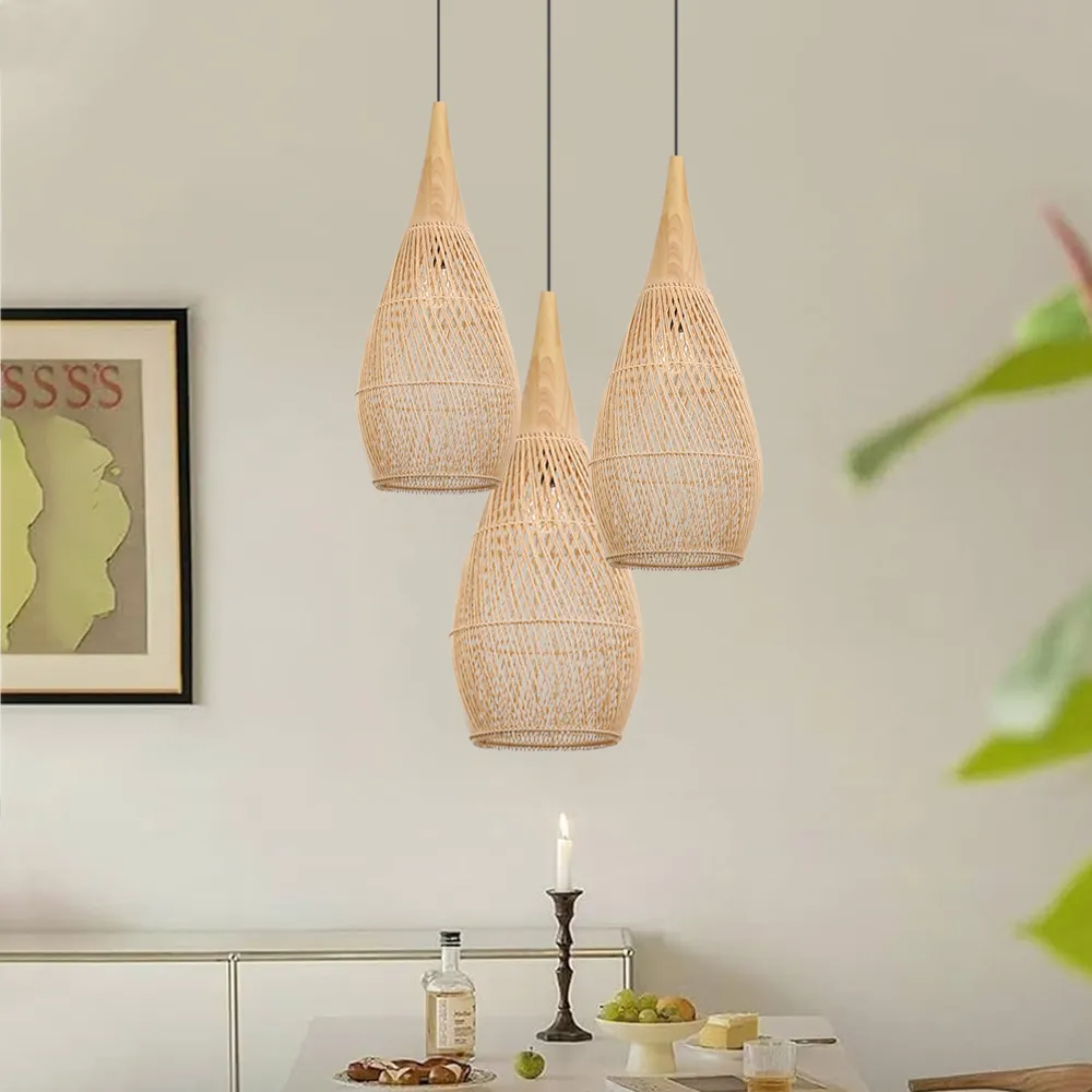 Rattan Wood Hanging Lamp Farmhouse, Lamps made from handmade materials, home decoration accessories, wholesale. 2