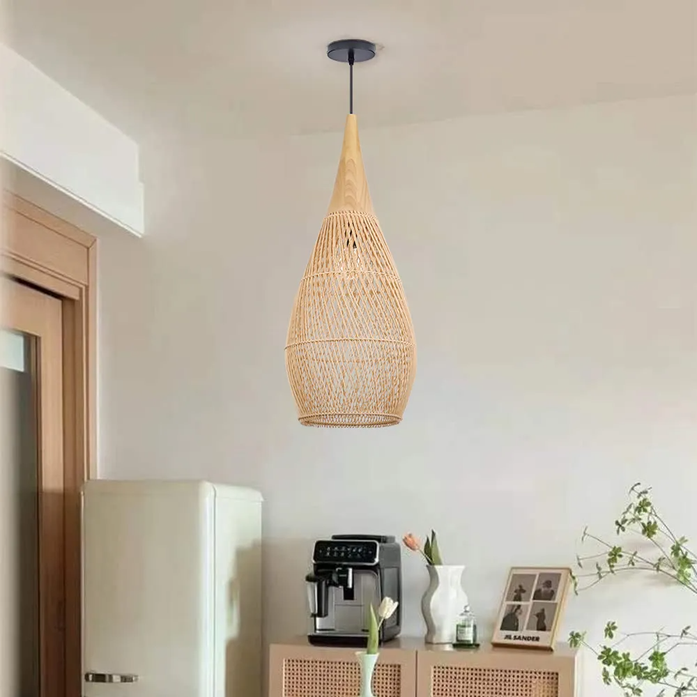 Rattan Wood Hanging Lamp Farmhouse, Lamps made from handmade materials, home decoration accessories, wholesale. 1