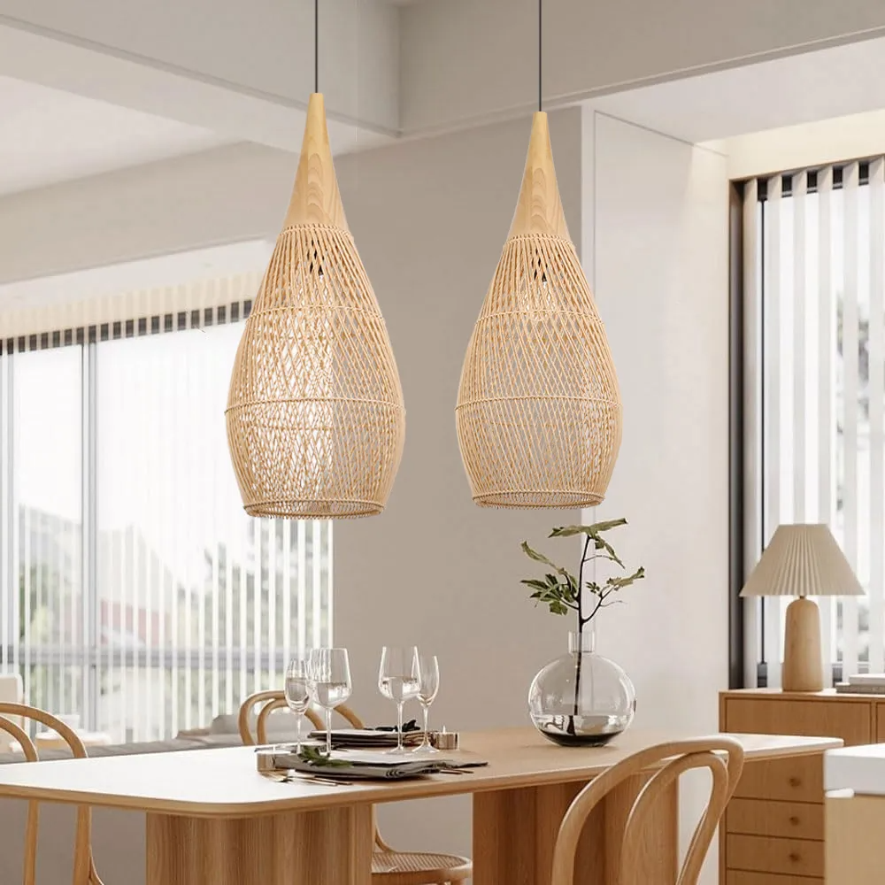 Rattan Wood Hanging Lamp Farmhouse, Lamps made from handmade materials, home decoration accessories, wholesale. 3
