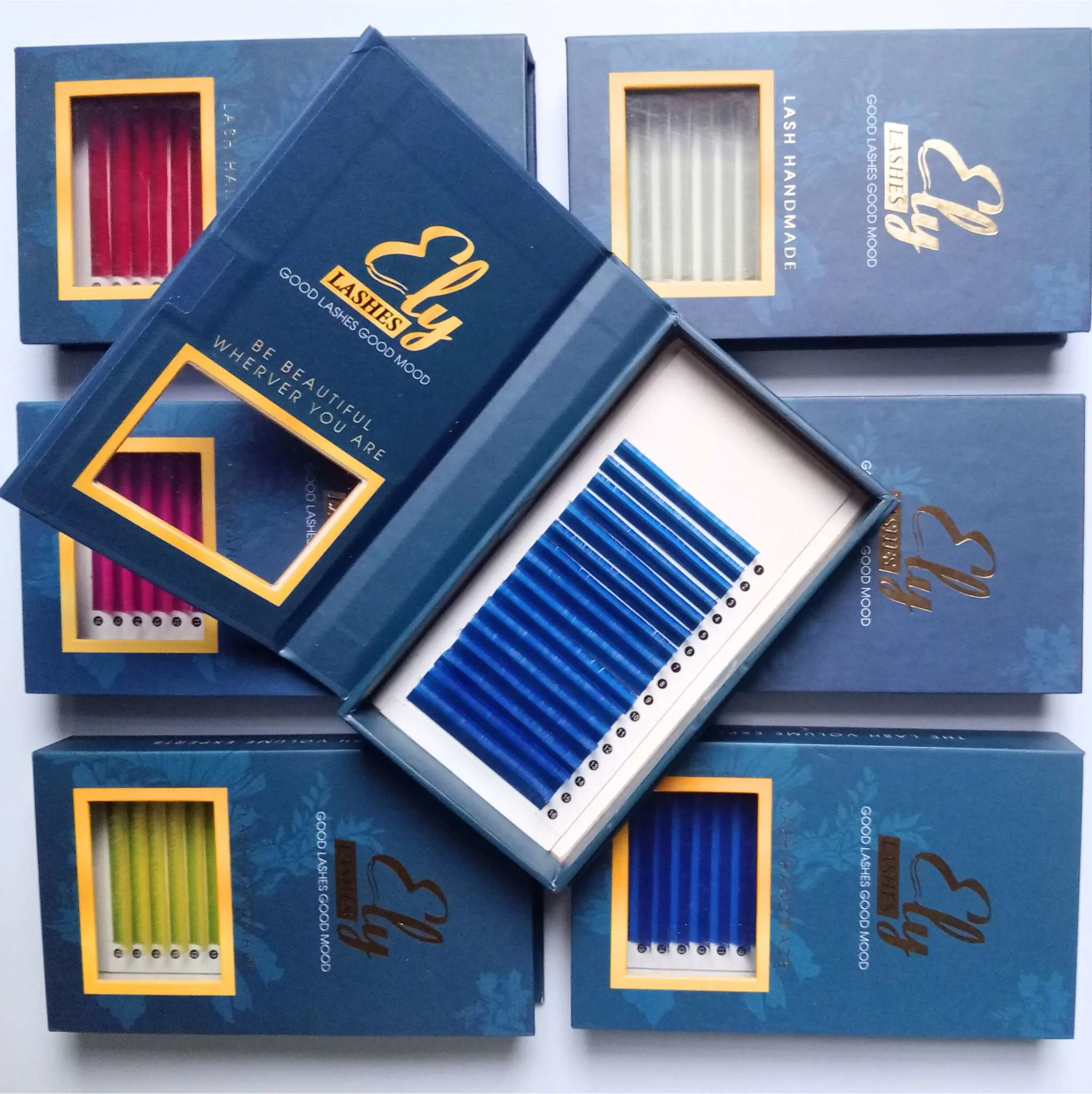 Reasonable Price Colored Individual Eyelash Custom Packaging Design As Your Need Lash Extension Trays Faux Mink Lashes 6
