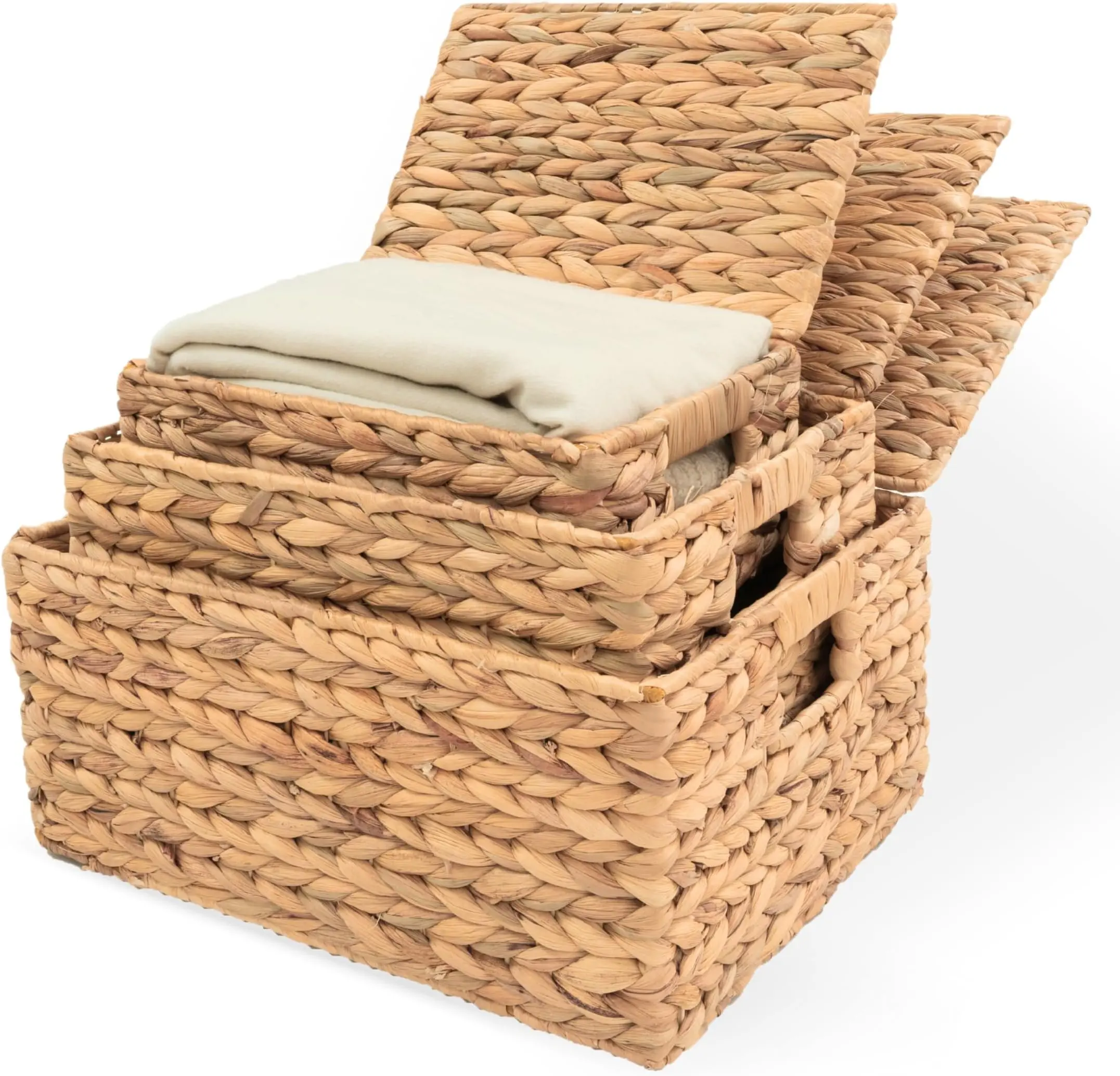 Rectangular storage basket with lid, Storage basket, home organization accessory highly aesthetic, wholesale available. 1