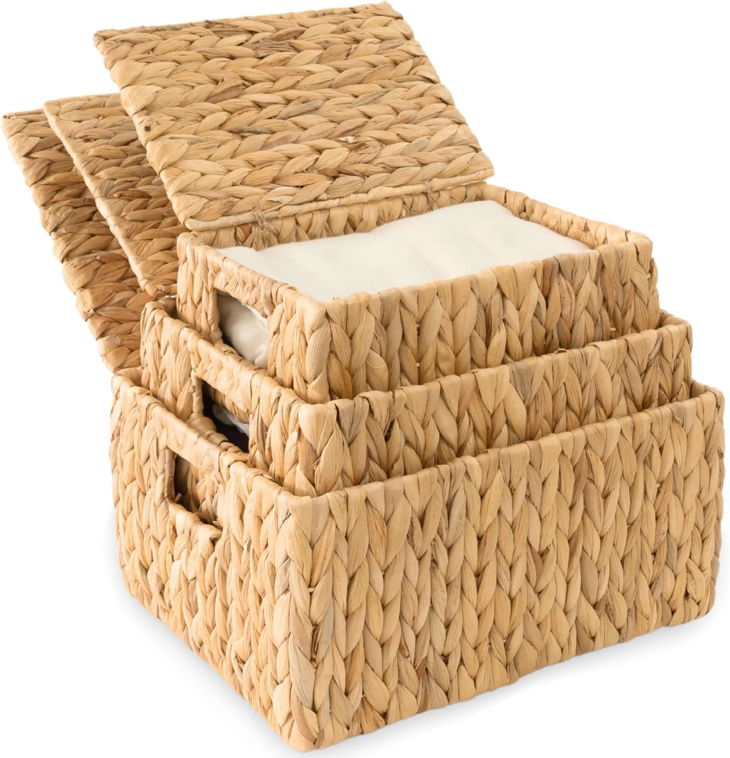 Rectangular storage basket with lid, Storage basket, home organization accessory highly aesthetic, wholesale available. 2