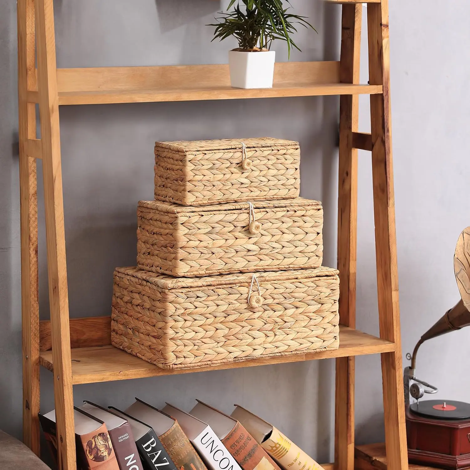 Rectangular storage basket with lid, Storage basket, home organization accessory highly aesthetic, wholesale available. 4