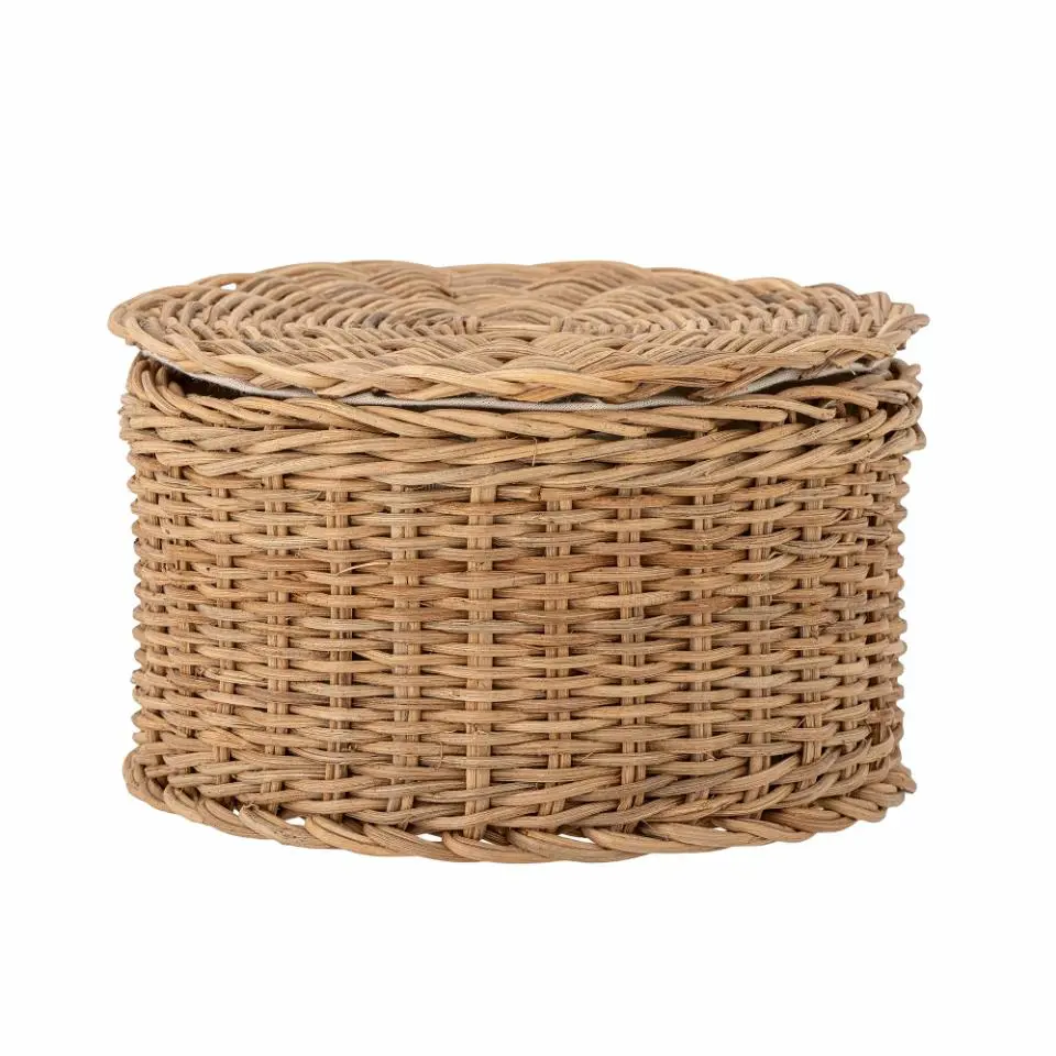 Round storage basket with lid, Multi-purpose storage basket, home organization accessory, highly aesthetic, wholesale available. 1