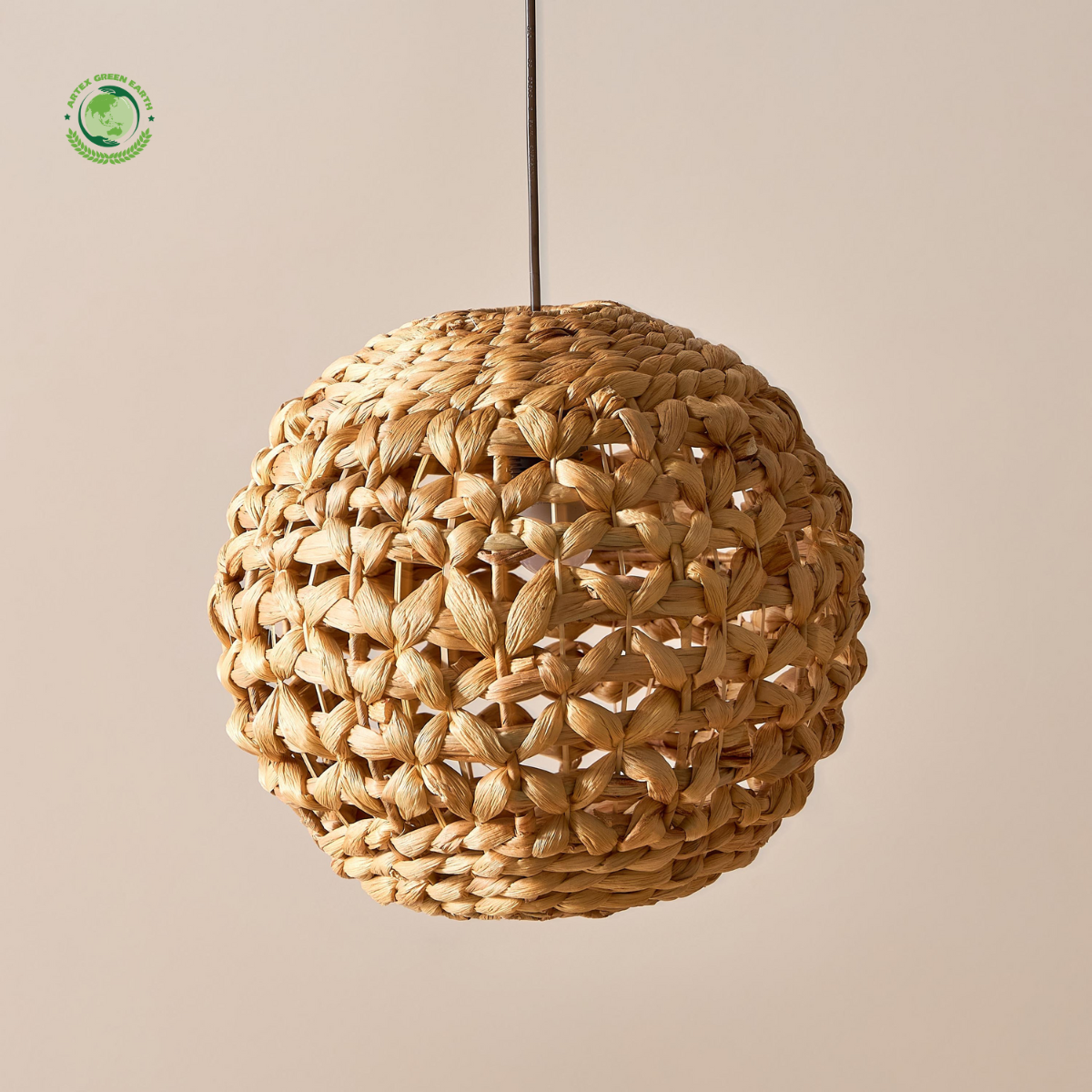 Round Water Hyacinth Lampshade, Lamps made from handmade materials, home decoration accessories, wholesale. 3
