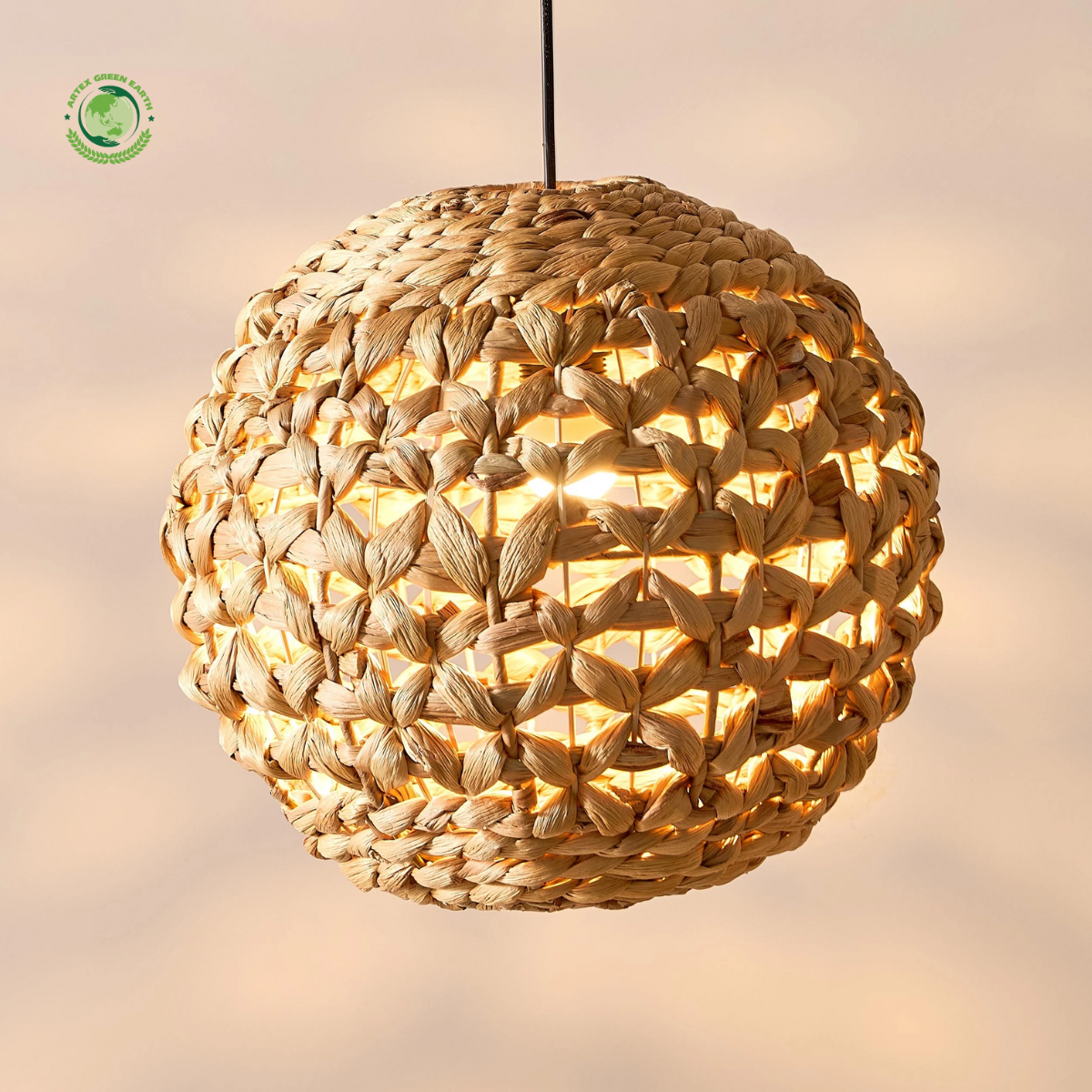 Round Water Hyacinth Lampshade, Lamps made from handmade materials, home decoration accessories, wholesale. 1