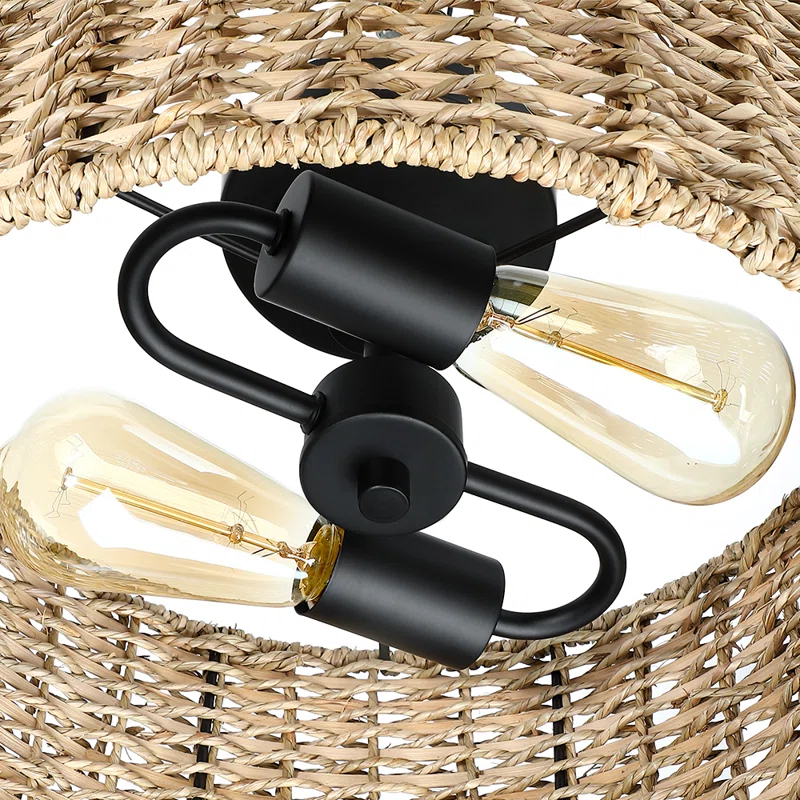 Seagrass and Rattan Semi Flush Mount, Lamps made from handmade materials, home decoration accessories, wholesale. 2