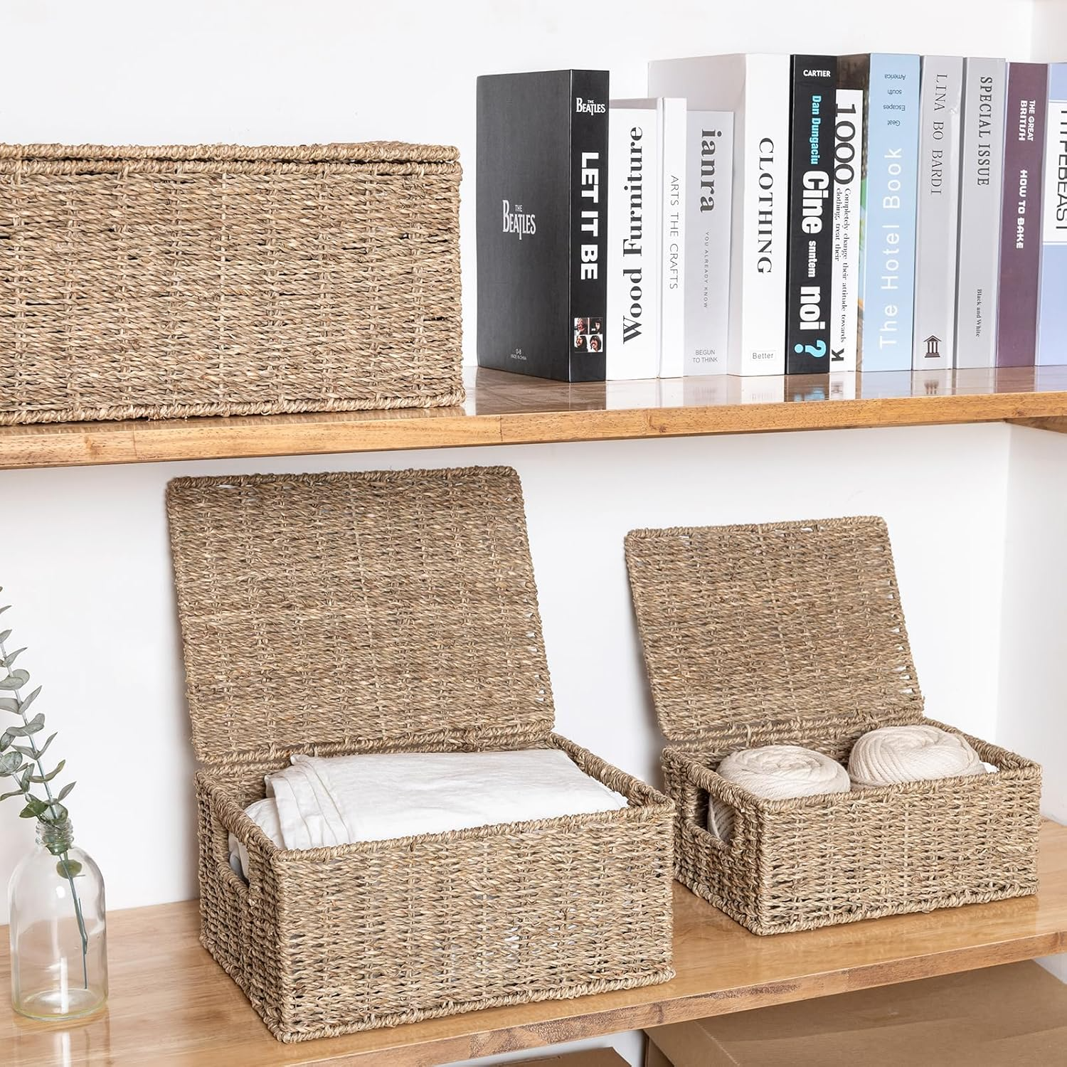 Seagrass basket with lid, Multi-purpose storage basket home organization accessory highly aesthetic wholesale available 5
