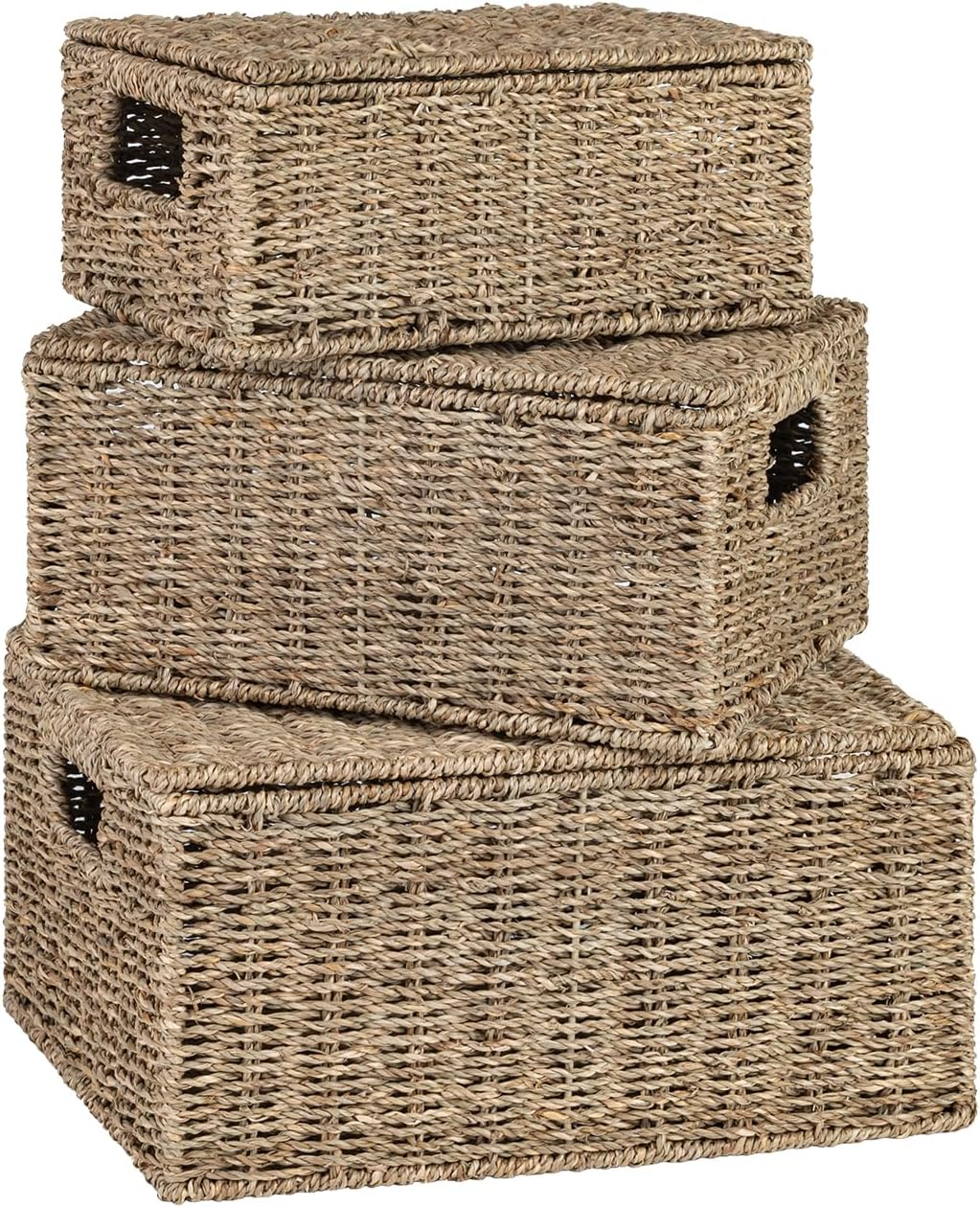 Seagrass basket with lid, Multi-purpose storage basket home organization accessory highly aesthetic wholesale available 3