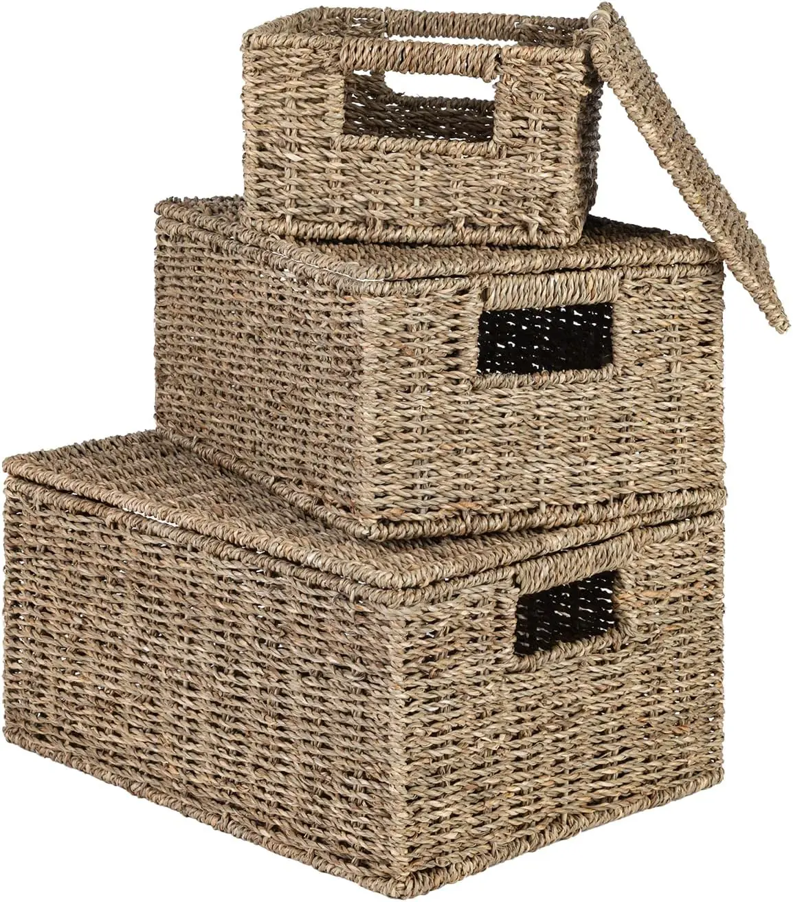 Seagrass basket with lid, Multi-purpose storage basket home organization accessory highly aesthetic wholesale available 1