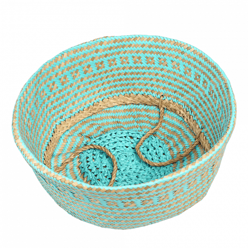 Seagrass basket with woven handle, Multi-purpose storage basket home organization accessory highly aesthetic wholesale available 3