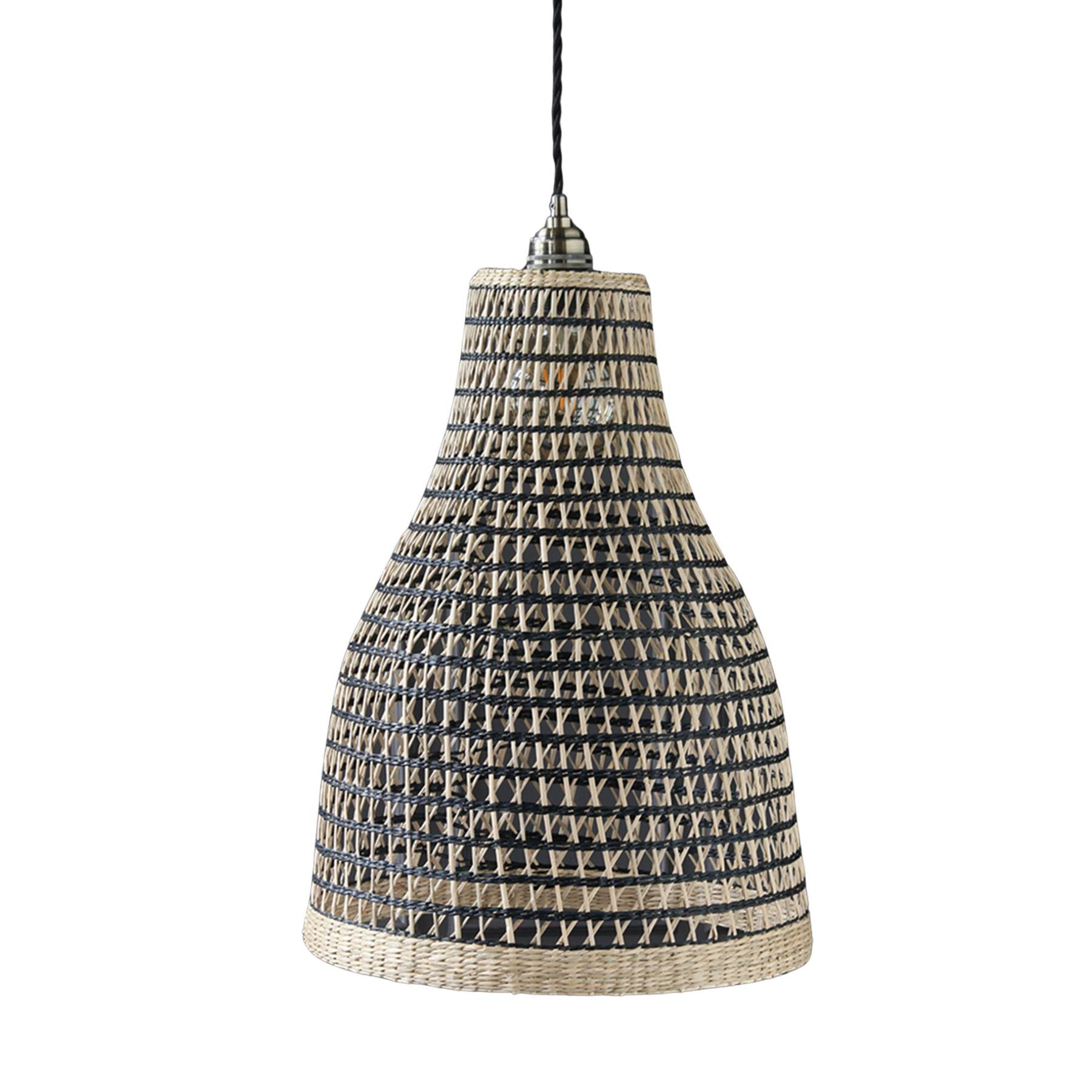 Seagrass Ceiling Lampshade - Natural & Black Woven, Lamps made from handmade materials, home decoration accessories, wholesale. 1