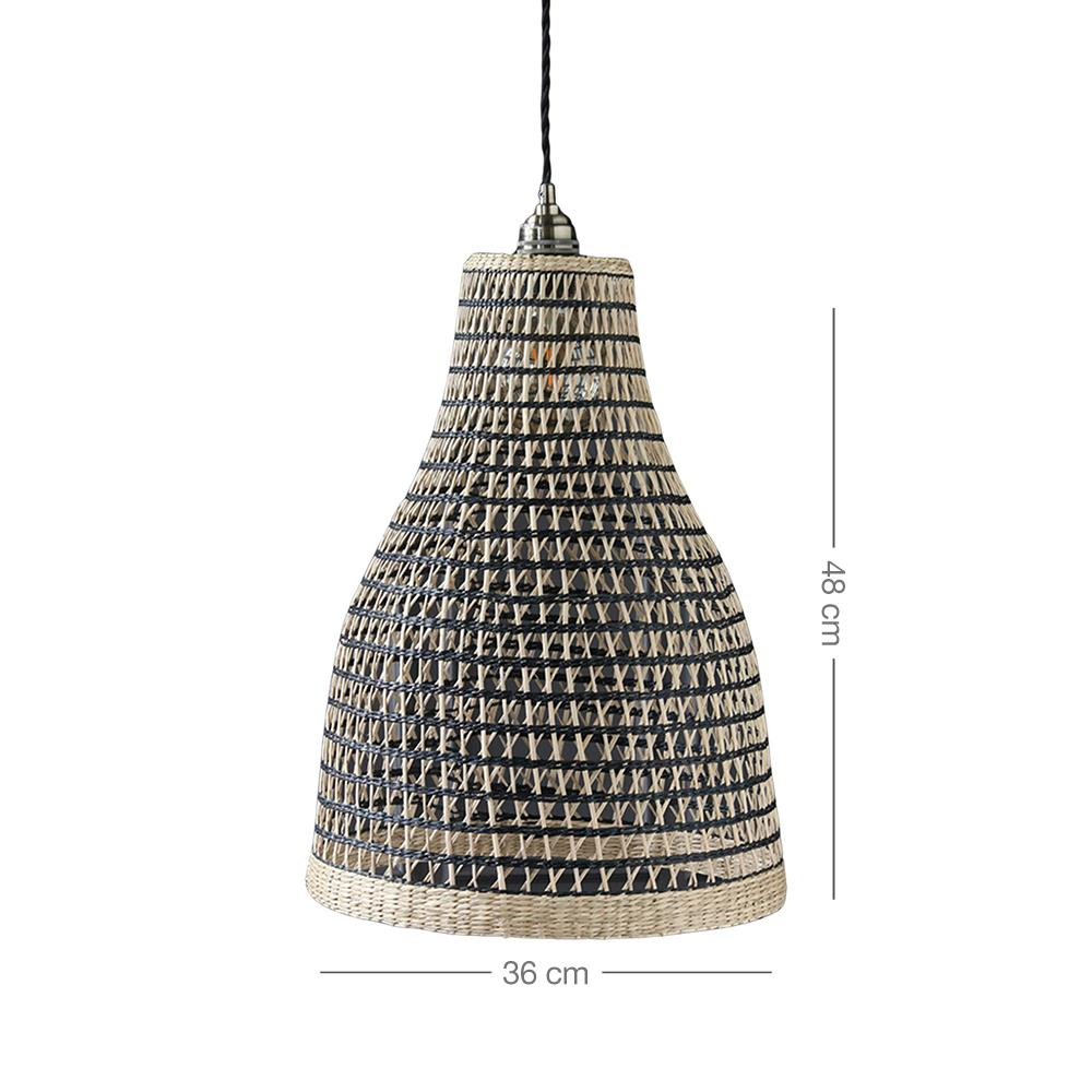 Seagrass Ceiling Lampshade - Natural & Black Woven, Lamps made from handmade materials, home decoration accessories, wholesale. 3