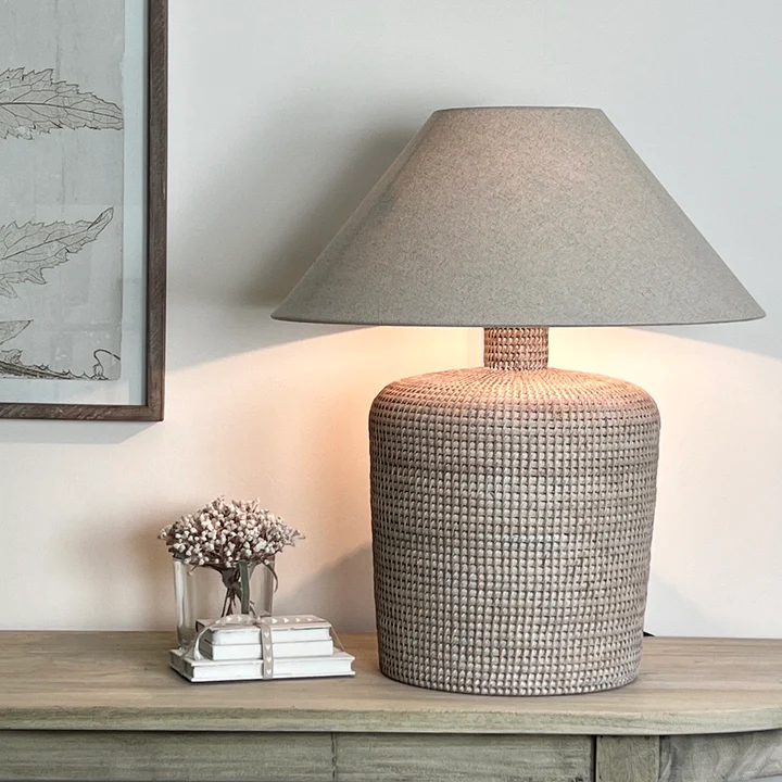 Seagrass Natural Whitewash Table Lamp, Lamps made from handmade materials, home decoration accessories, wholesale. 1