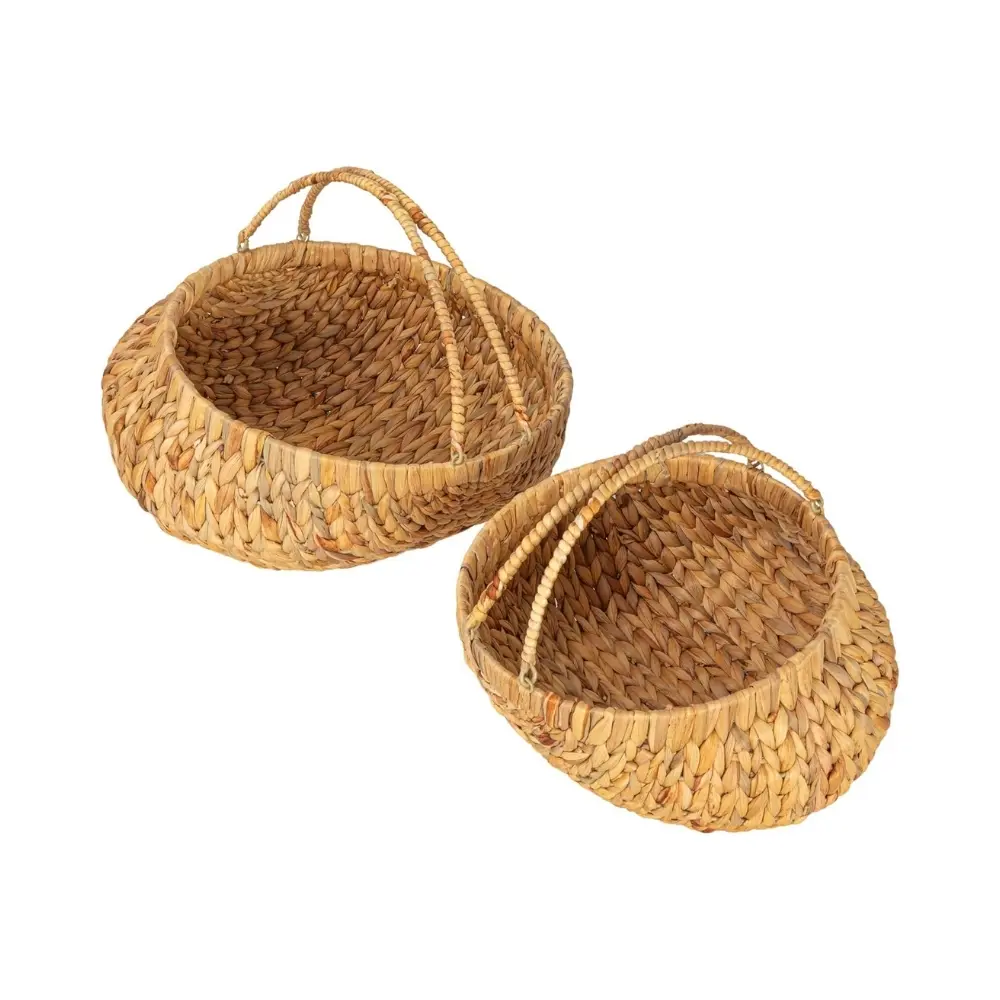 Set Of 2 Household Water Hyacinth Handwoven Flower Basket Reed Frame Durable Neutral Design Stylish Braided Storage +84976578835 5