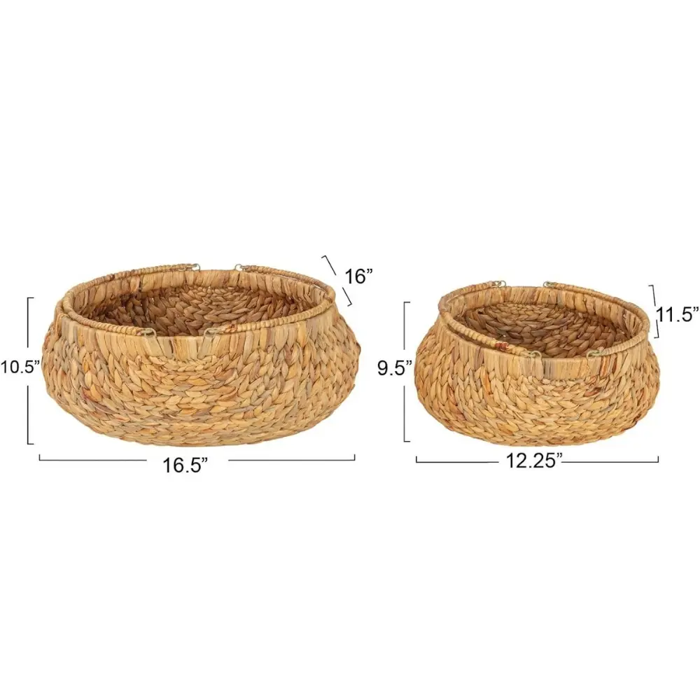 Set Of 2 Household Water Hyacinth Handwoven Flower Basket Reed Frame Durable Neutral Design Stylish Braided Storage +84976578835 6