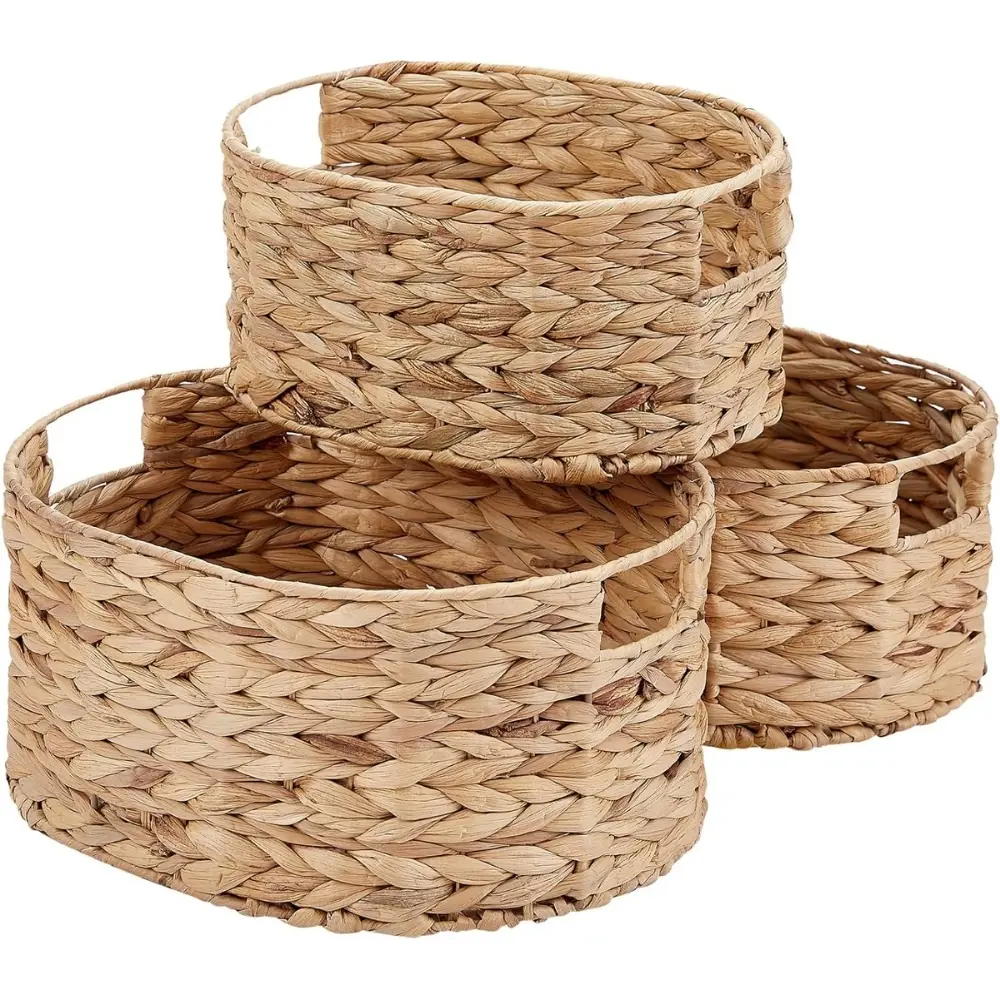 Set of 3 Natural Wicker Nested Baskets with Handles Multifunctional Bulk Nesting Water Hyacinth Storage Baskets Good Price 1