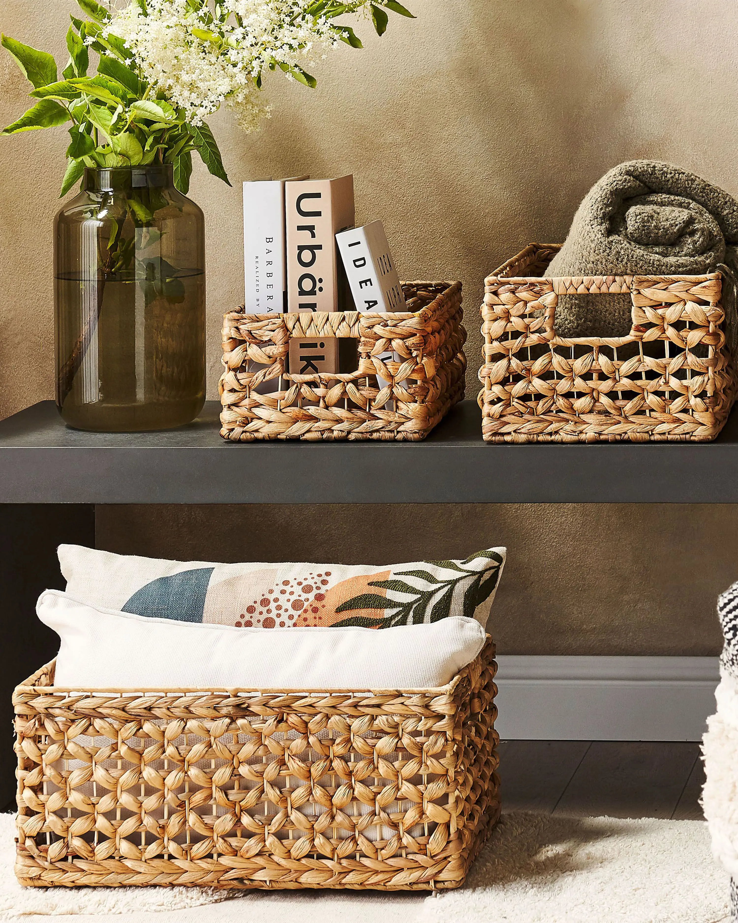 Set of 3 Water Hyacinth Baskets, Storage basket, home organization accessory highly aesthetic, wholesale available. 6