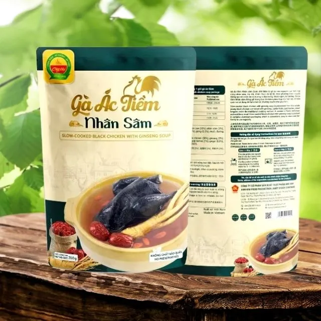 Slow-cooked Black Chicken with Ginseng Soup 24ps 350g OEM FCE ISO HACCP Vietnam nutritious soup mre OEM healthy food 5