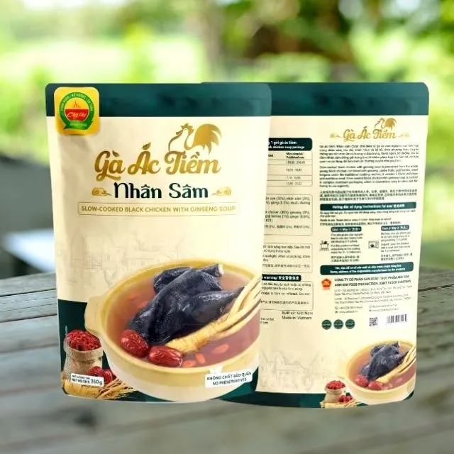Slow-cooked Black Chicken with Ginseng Soup 24ps 350g OEM FCE ISO HACCP Vietnam nutritious soup mre OEM healthy food 7