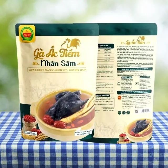 Slow-cooked Black Chicken with Ginseng Soup 24ps 350g OEM FCE ISO HACCP Vietnam nutritious soup mre OEM healthy food 9