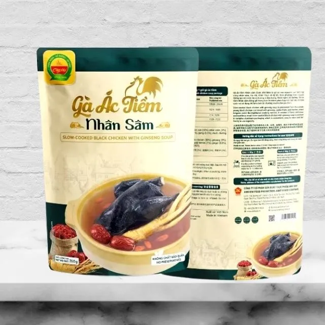 Slow-cooked Black Chicken with Ginseng Soup 24ps 350g OEM FCE ISO HACCP Vietnam nutritious soup mre OEM healthy food 8