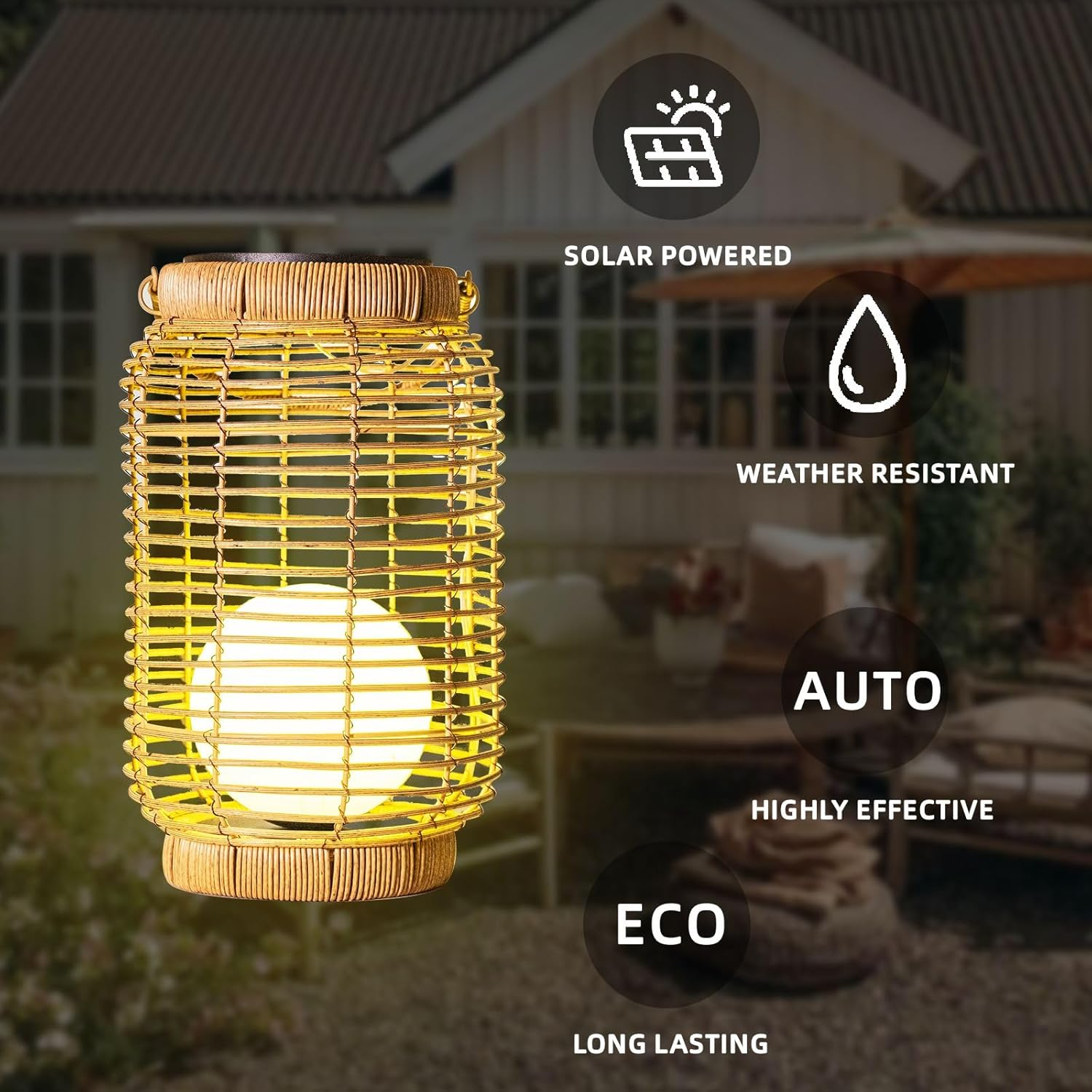 Solar Lights Natural Woven Rattan, solar lights made from natural materials, home decor, eco-friendly home decor, wholesale. 4