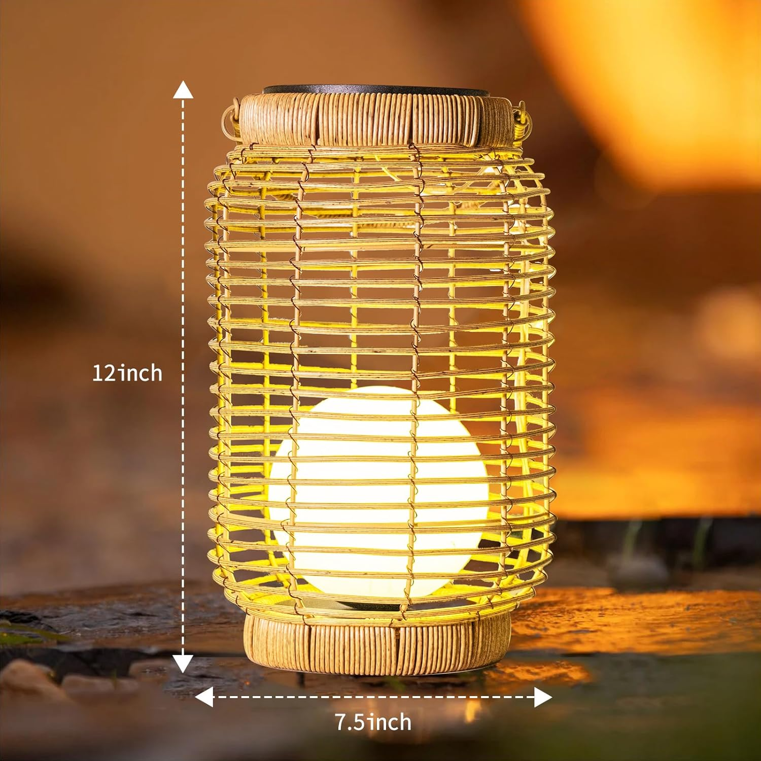 Solar Lights Natural Woven Rattan, solar lights made from natural materials, home decor, eco-friendly home decor, wholesale. 5