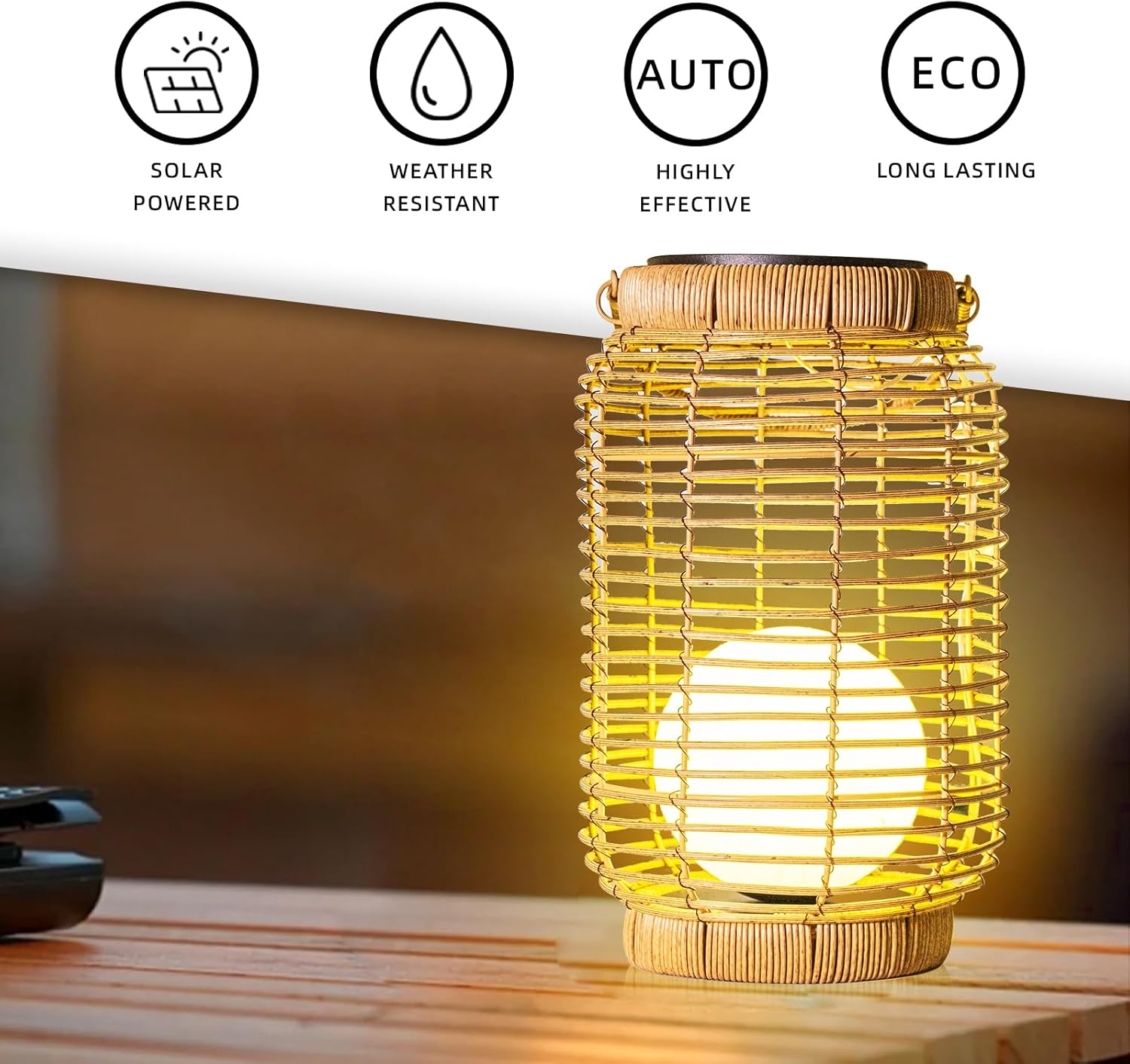 Solar Lights Natural Woven Rattan, solar lights made from natural materials, home decor, eco-friendly home decor, wholesale. 2