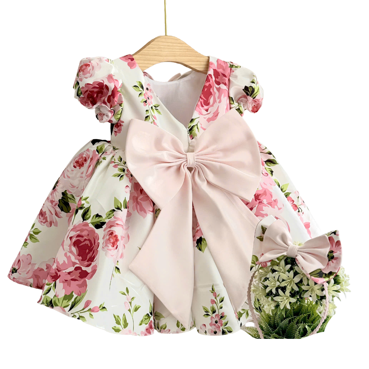 Spring wholesale beautiful fashion 3D floral printed taffeta dress for girls made in Viet Nam 1