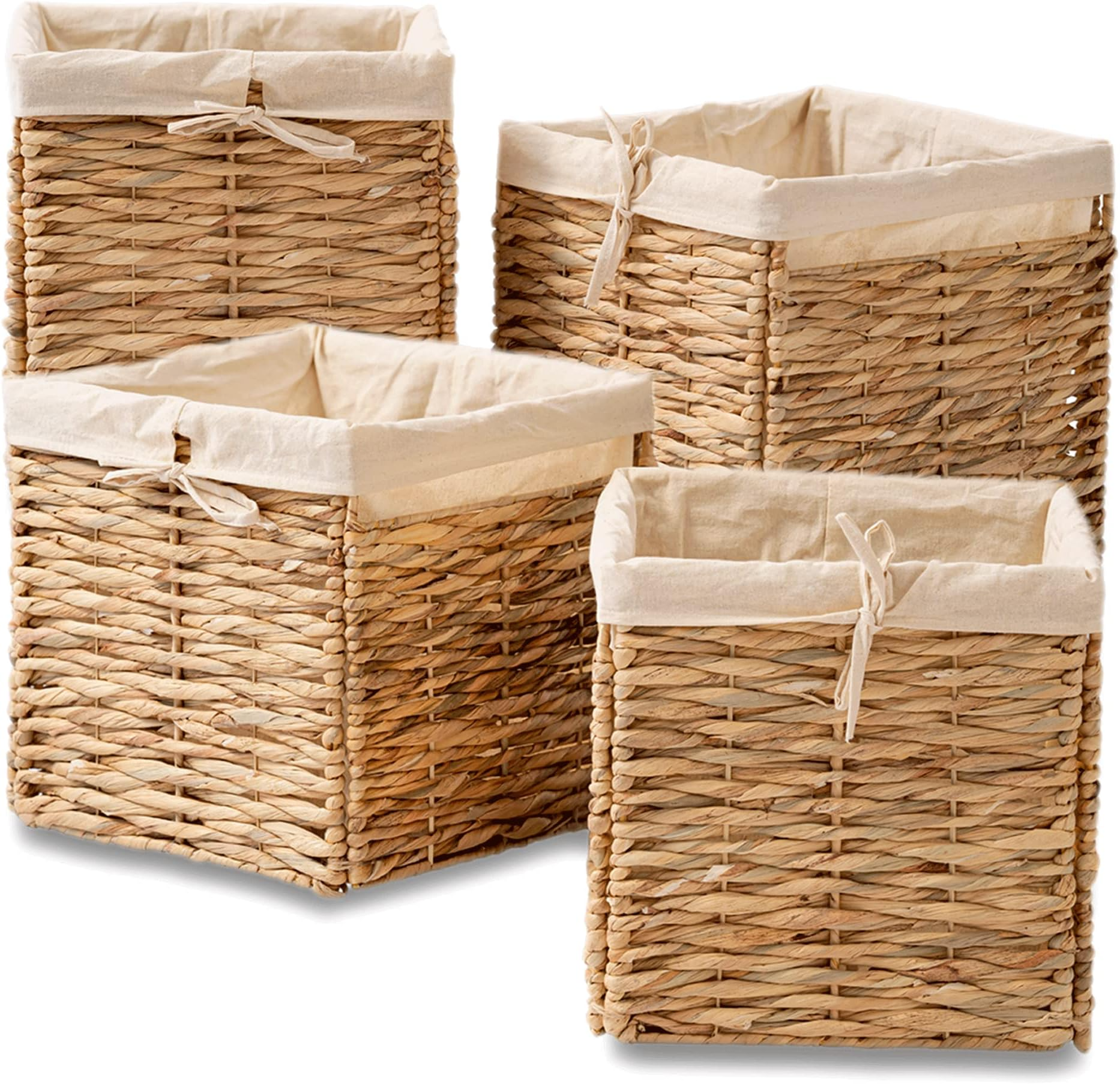 Square basket made of water hyacinth, Storage basket, home organization accessory highly aesthetic, wholesale available. 3