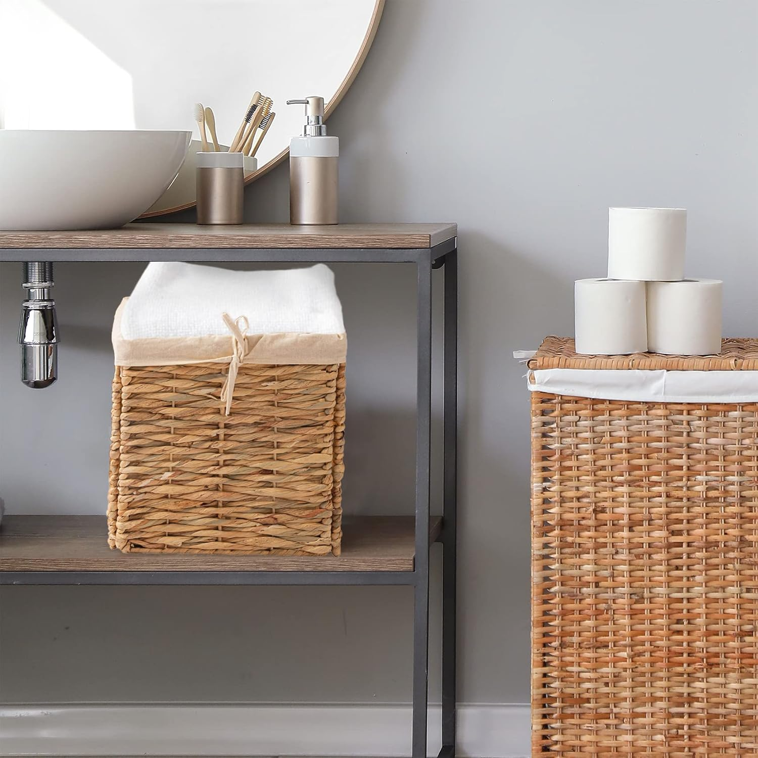 Square basket made of water hyacinth, Storage basket, home organization accessory highly aesthetic, wholesale available. 6