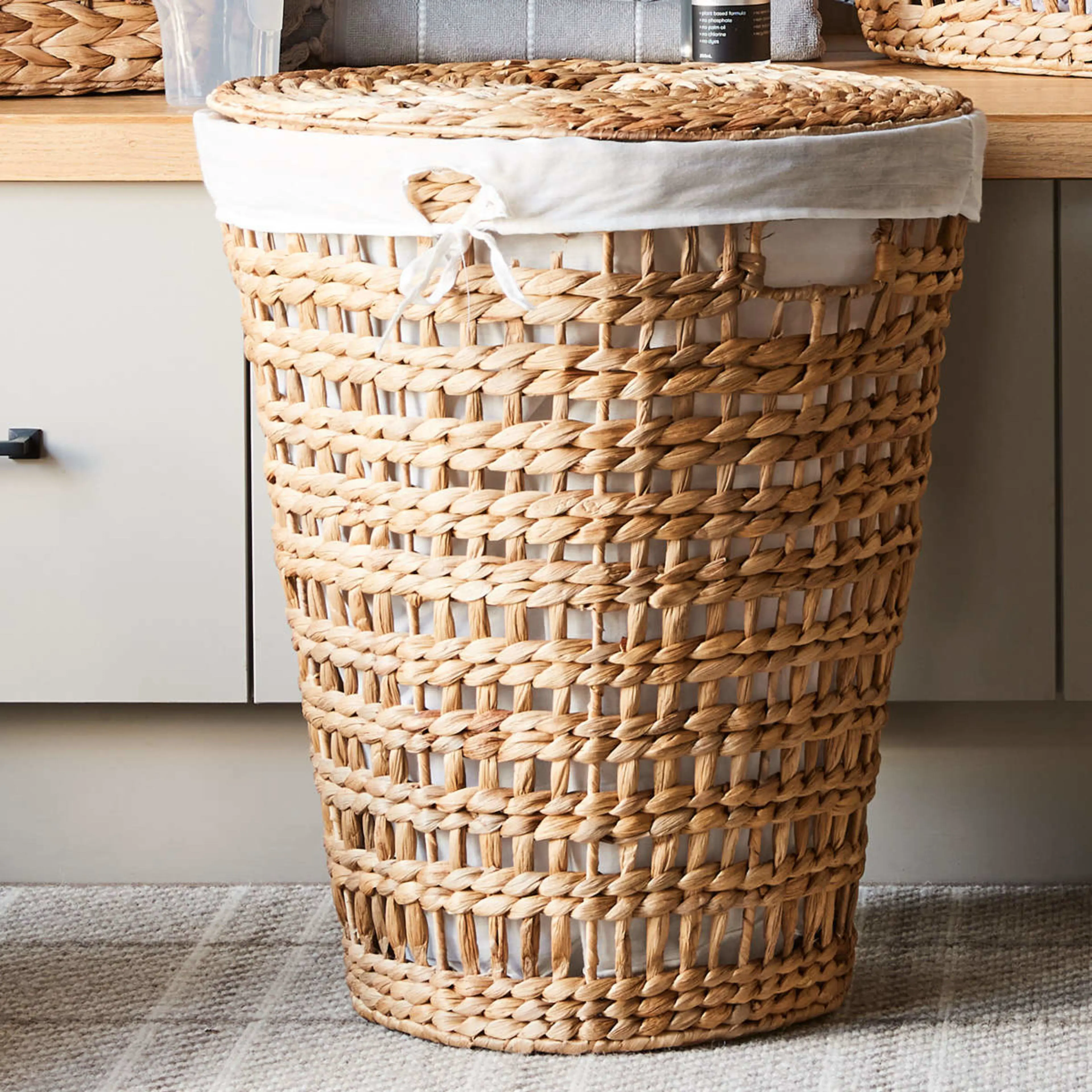 Square woven basket, Storage basket, home organization accessory highly aesthetic, wholesale available. 3